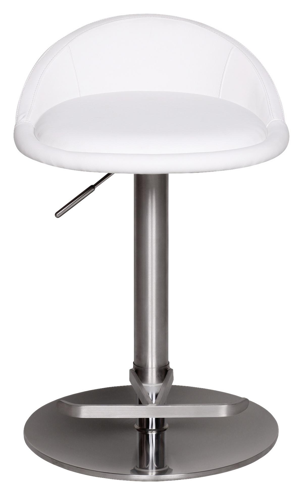 Barhocker höhenverstellbar Mit Lehne Lederlook Weiß - Silberfarben/Weiß, MODERN, Textil/Metall (43/65/43cm) - MID.YOU