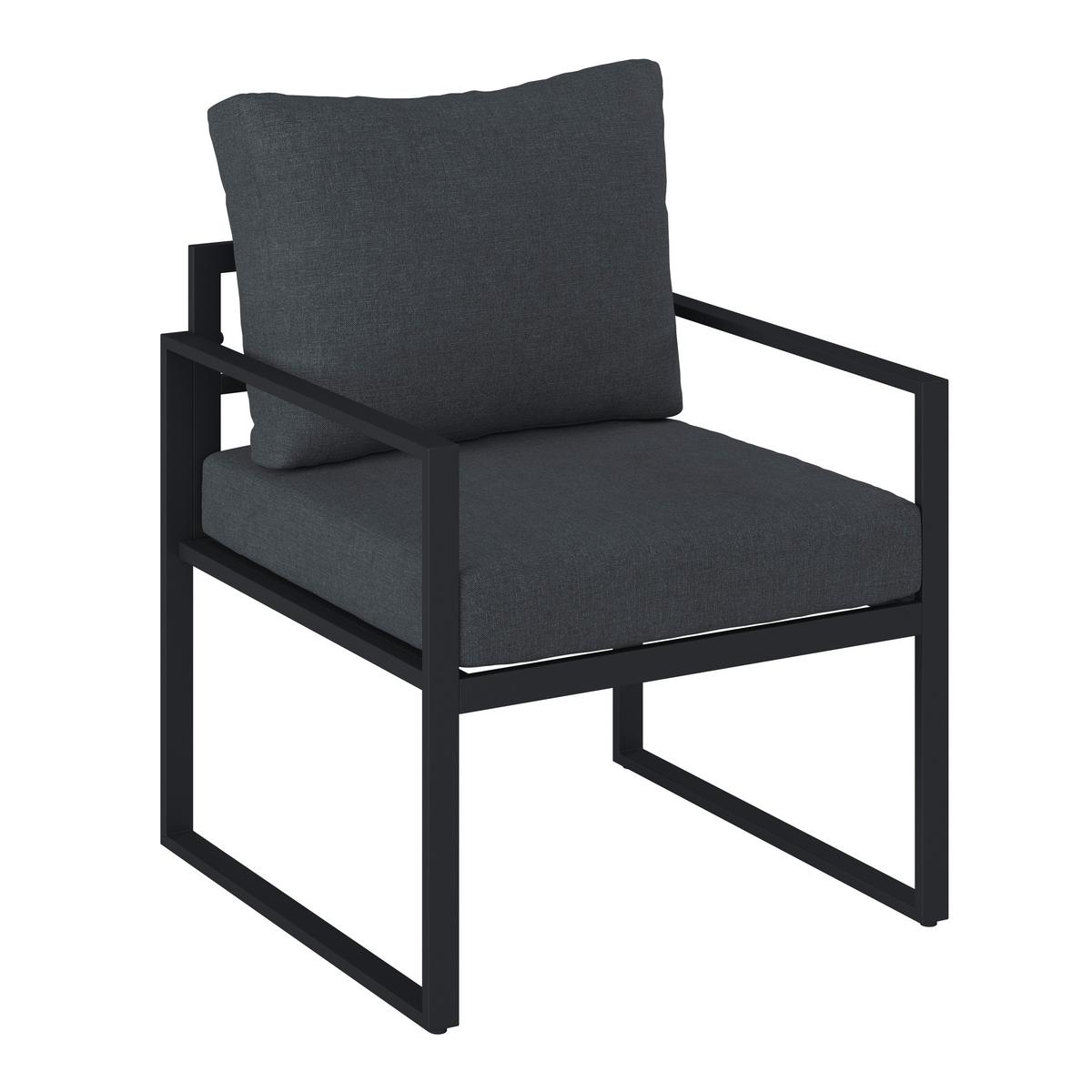 Loungegarnitur 4-tlg Bologna Metall/textil/glas Mit Kissen - Anthrazit/Grau, MODERN, Glas/Textil - Beldano