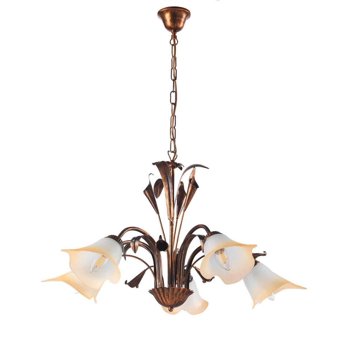Kronleuchter 4722/5b - Bronzefarben, Natur, Glas/Metall (70/100cm)