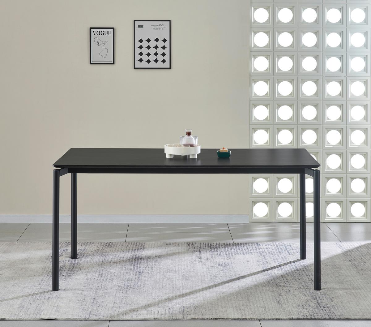 Esstisch Lean Mdf Schwarz, B: 160 cm - Schwarz, KONVENTIONELL, Holzwerkstoff/Metall (160/76/90cm) - P & B
