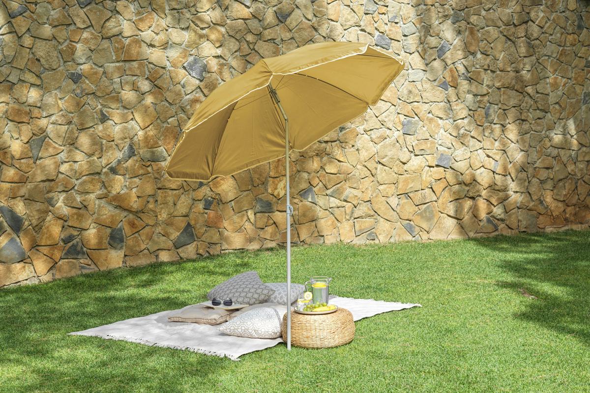Sonneschirm Sophie II Dh: 180x190 cm Gelb - Gelb/Anthrazit, KONVENTIONELL, Textil/Metall (180/190cm) - Ondega