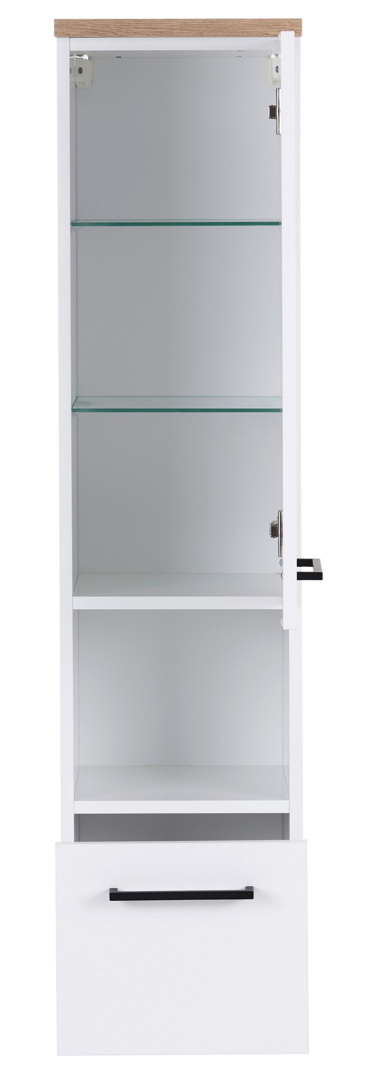 Hängender Midischrank Bavelli B 30 cm Weiß - Weiß, KONVENTIONELL, Glas/Holzwerkstoff (30/121,6/32,5cm)