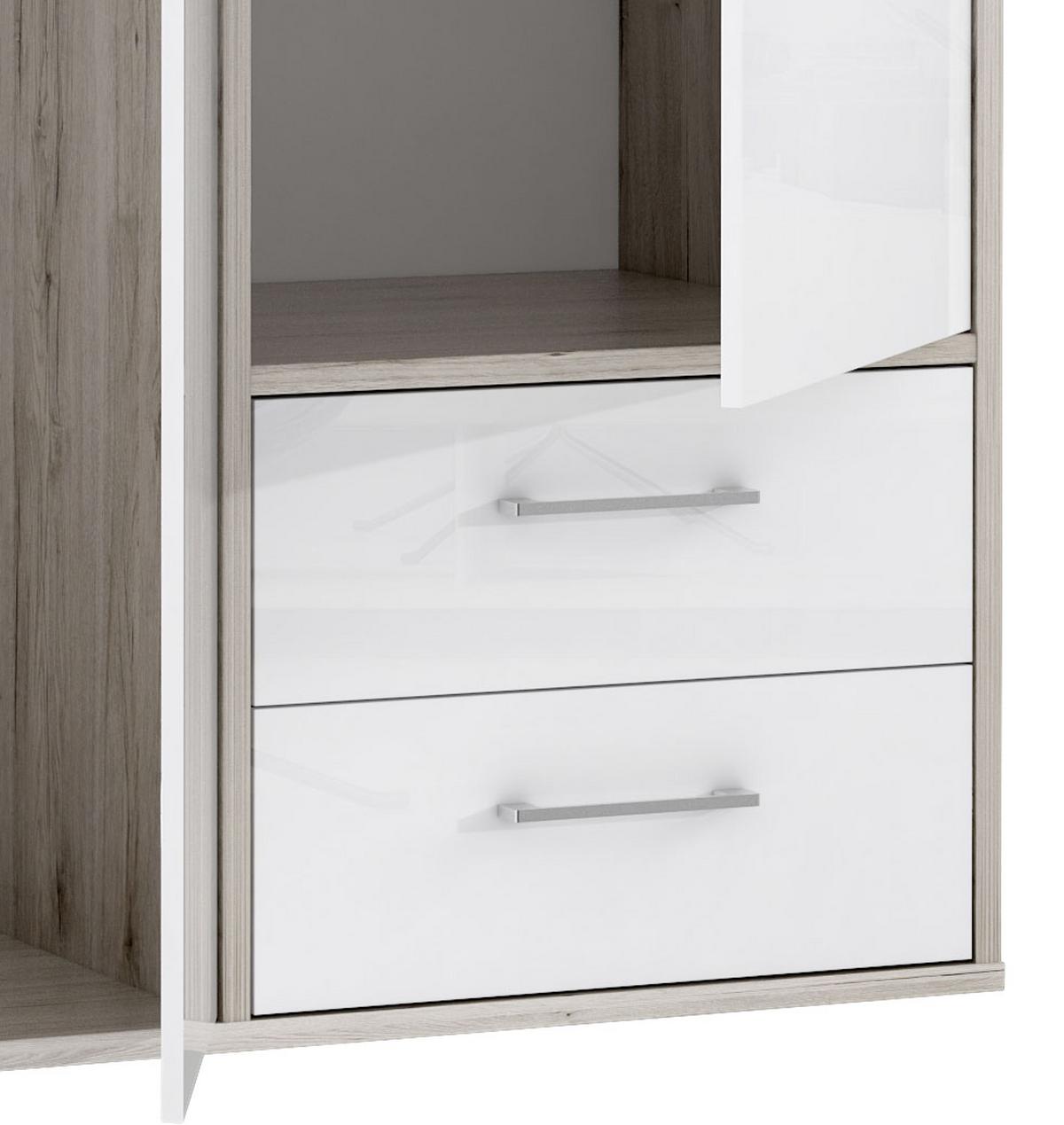 Drehtürenschrank Jandia - Eichefarben/Weiß, KONVENTIONELL, Holzwerkstoff/Kunststoff (147/201,5/60cm) - MID.YOU