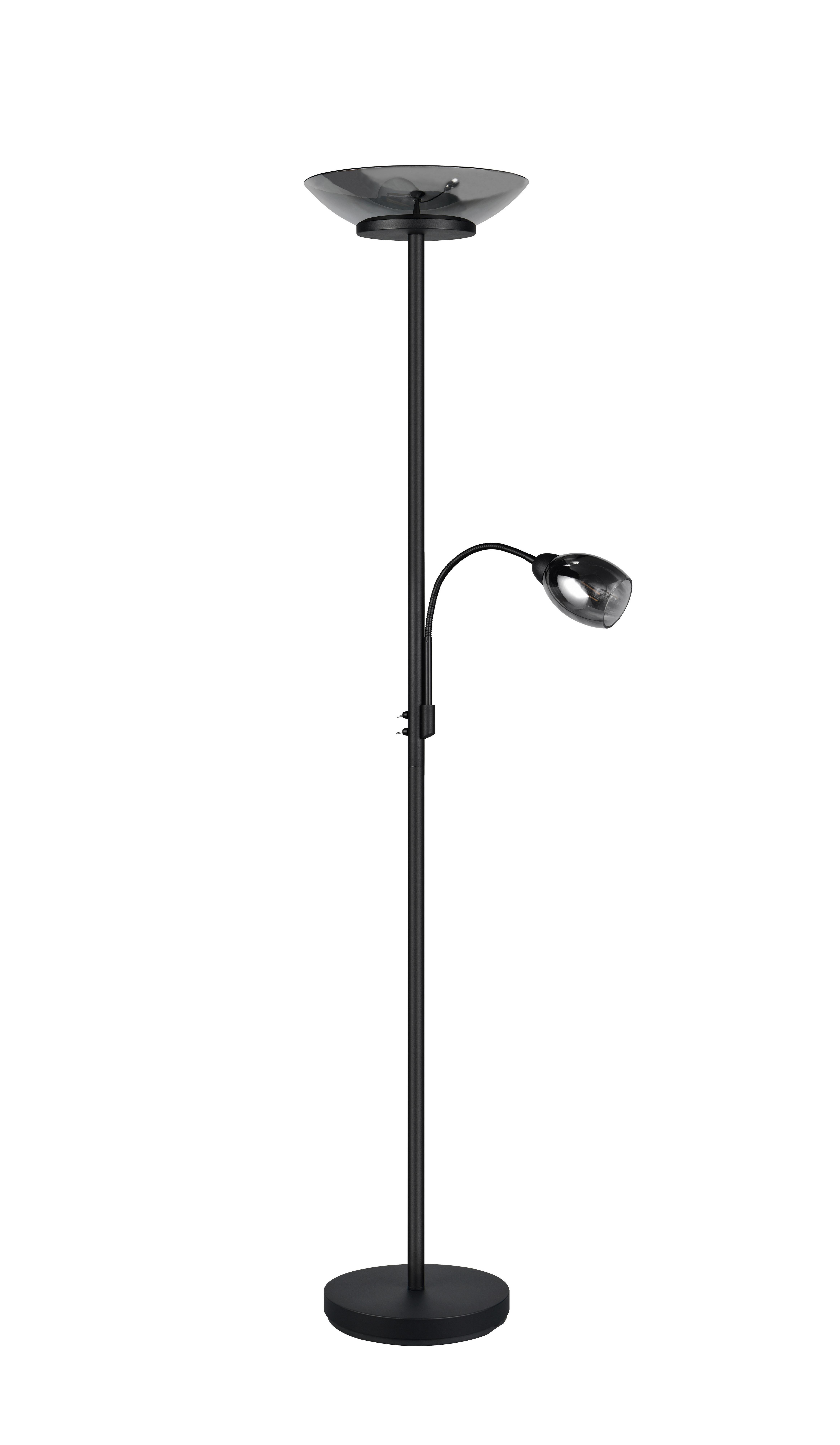 Stehleuchte Gerry Schwarz Schwarzchrom D: 34 cm - Schwarzchrom/Schwarz, LIFESTYLE, Glas/Metall (34/180cm)