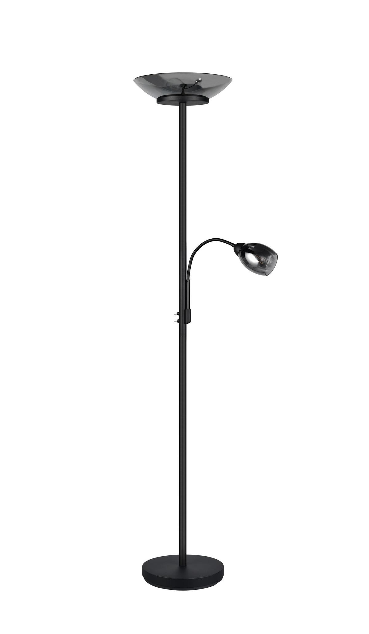 Stehleuchte Gerry Schwarz Schwarzchrom D: 34 cm - Schwarzchrom/Schwarz, LIFESTYLE, Glas/Metall (34/180cm)