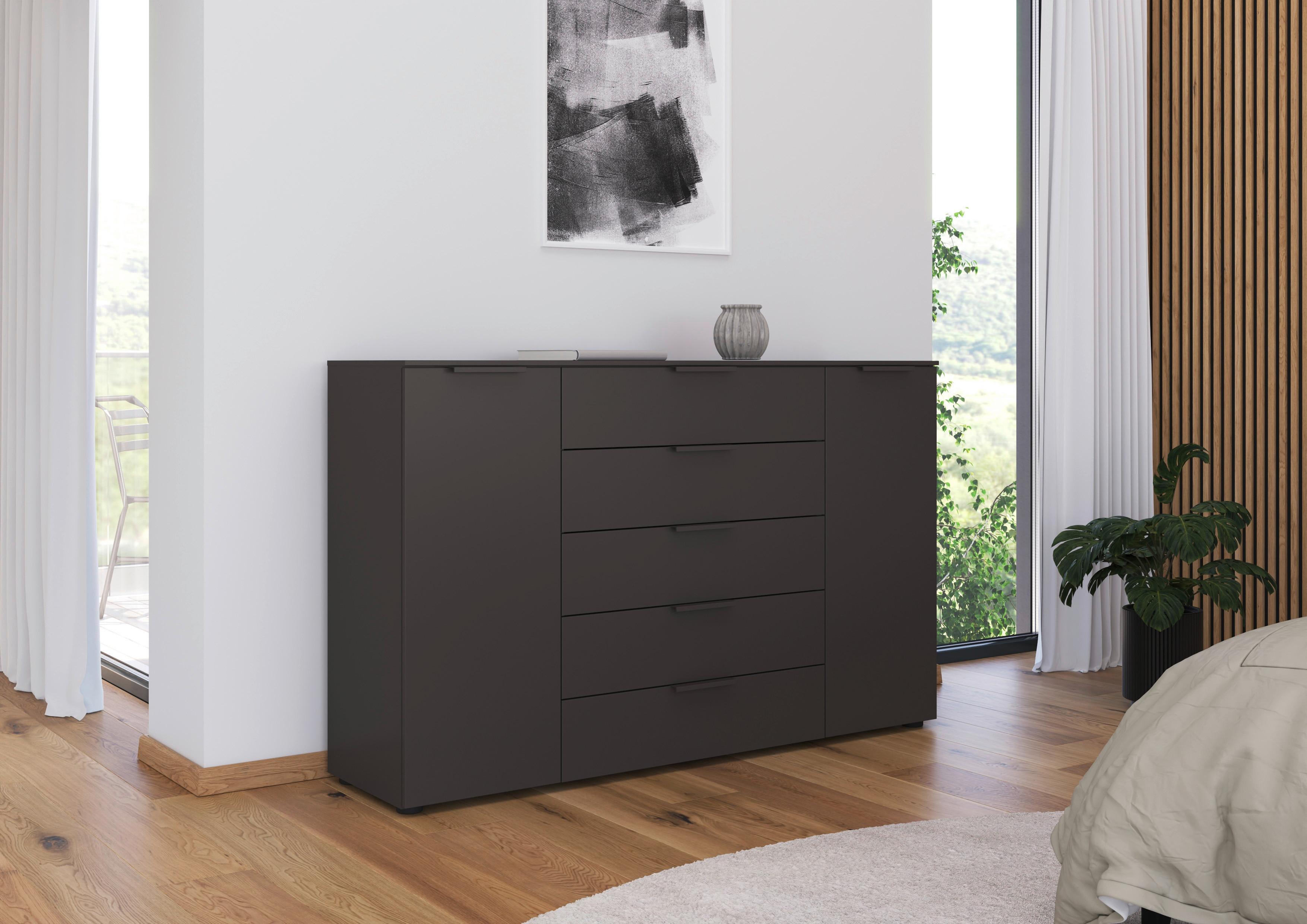 Kommode 160 cm Flipp Graphitfarben - Schwarz/Graphitfarben, MODERN, Holzwerkstoff (160/100/42cm) - Rauch Möbel