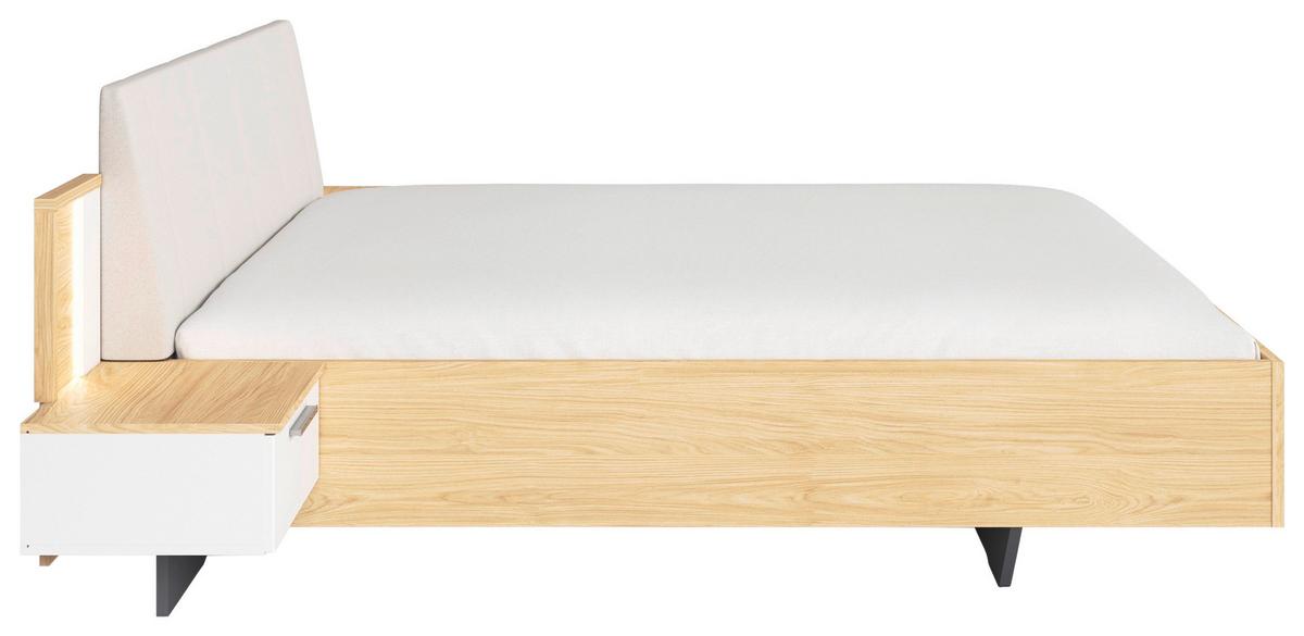 Bettanlage Calisto - Eichefarben/Weiß, KONVENTIONELL, Holzwerkstoff/Textil (180/200cm) - James Wood