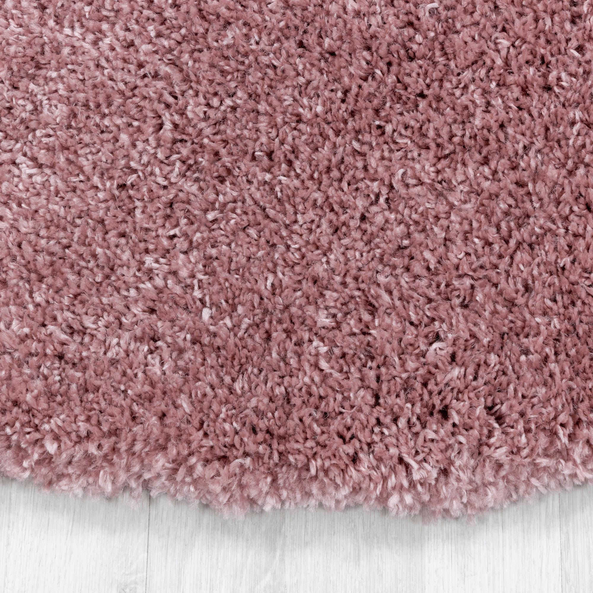 Hochflor Teppich Rosa Fluffy Rund Ø 80 Cm - Rosa, Basics, Textil (80cm)
