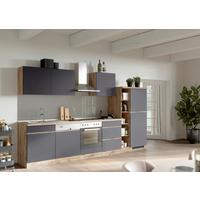 Küchenzeile Turin mit Geräte B: 330cm Grau/Wotaneiche Dekor - Eiche Wotan/Grau, Design, Holzwerkstoff (330cm) - Held
