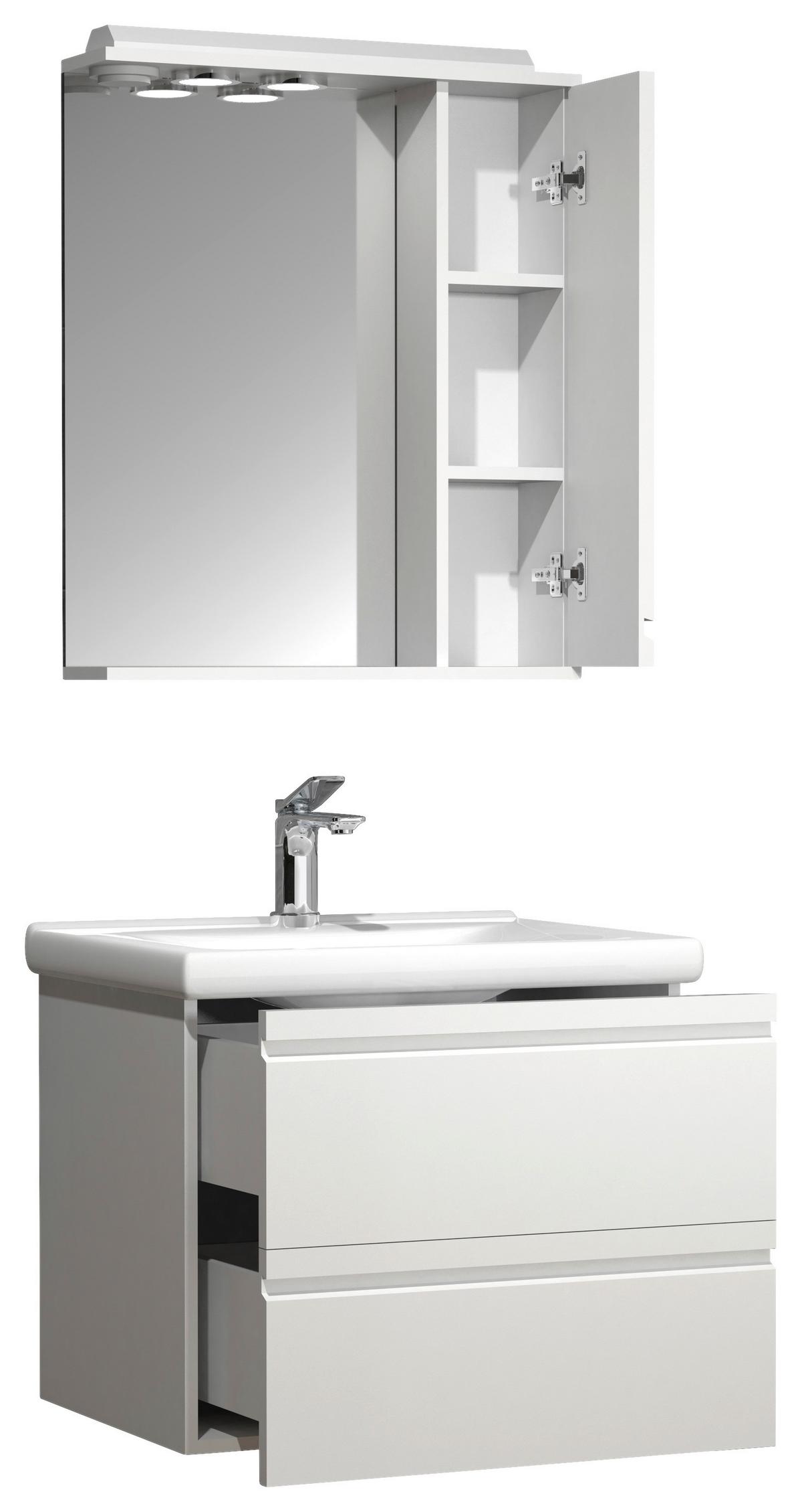 Badezimmer Silora L - Weiß, MODERN, Glas/Keramik (60cm) - MID.YOU