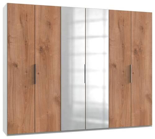 Drehtürenschrank B: 300 Cm Level Weiß/eichefarben Dekor