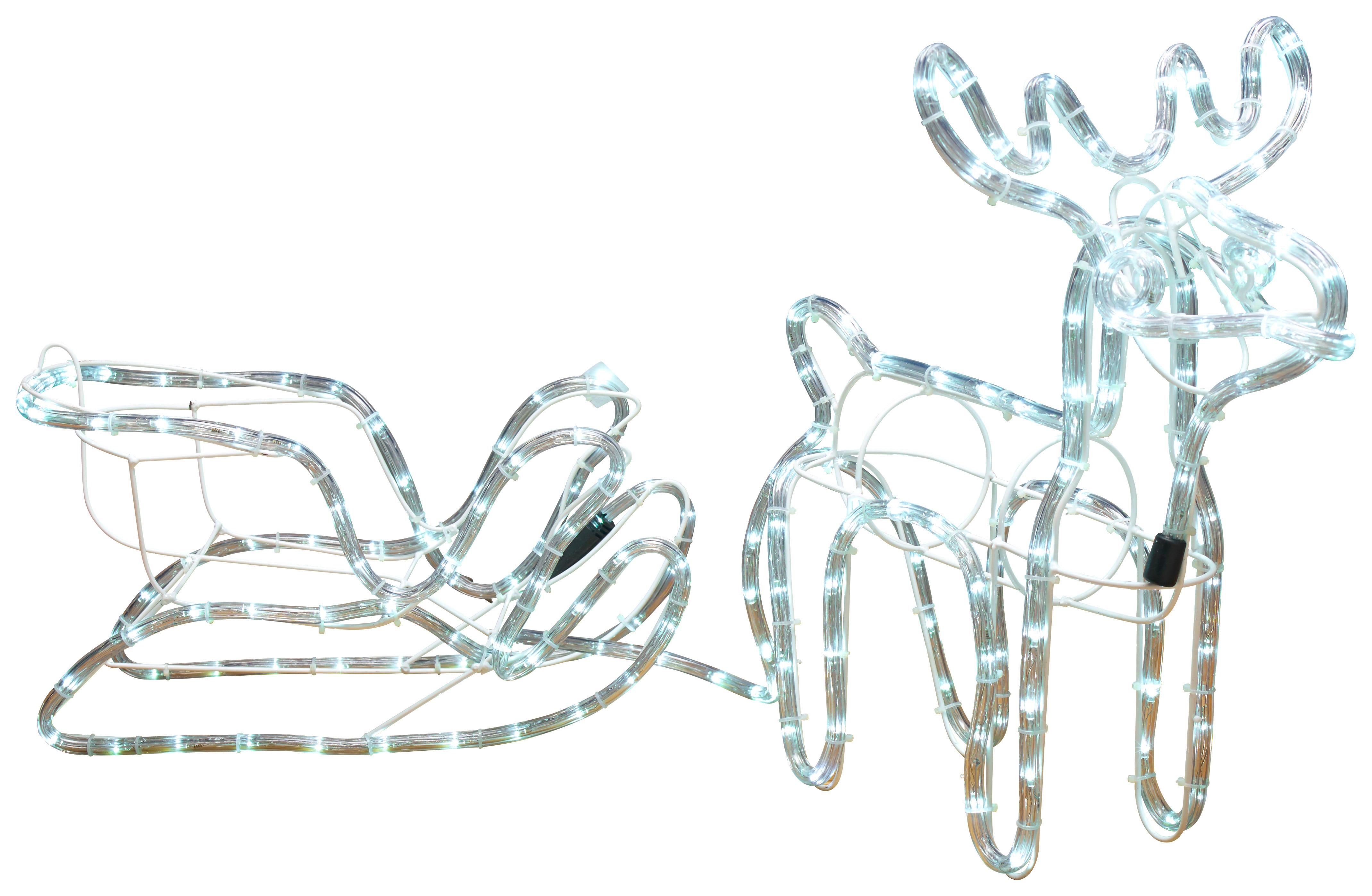 LED-Dekoleuchte Ted Rentier + Schlitten Warmweiß B: 120 cm - Klar, ROMANTIK / LANDHAUS, Kunststoff/Metall - James Wood