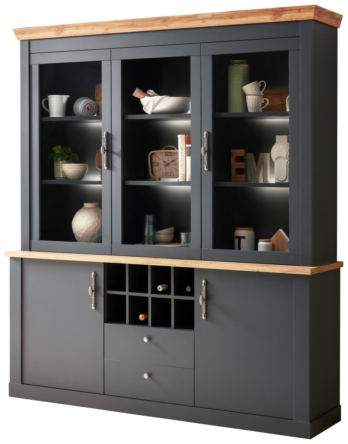 Buffet Catania Anthrazit/Eiche Dekor B: 184cm - Anthrazit/Eiche Wotan, Design, Holzwerkstoff (184/205/44cm) - MID.YOU