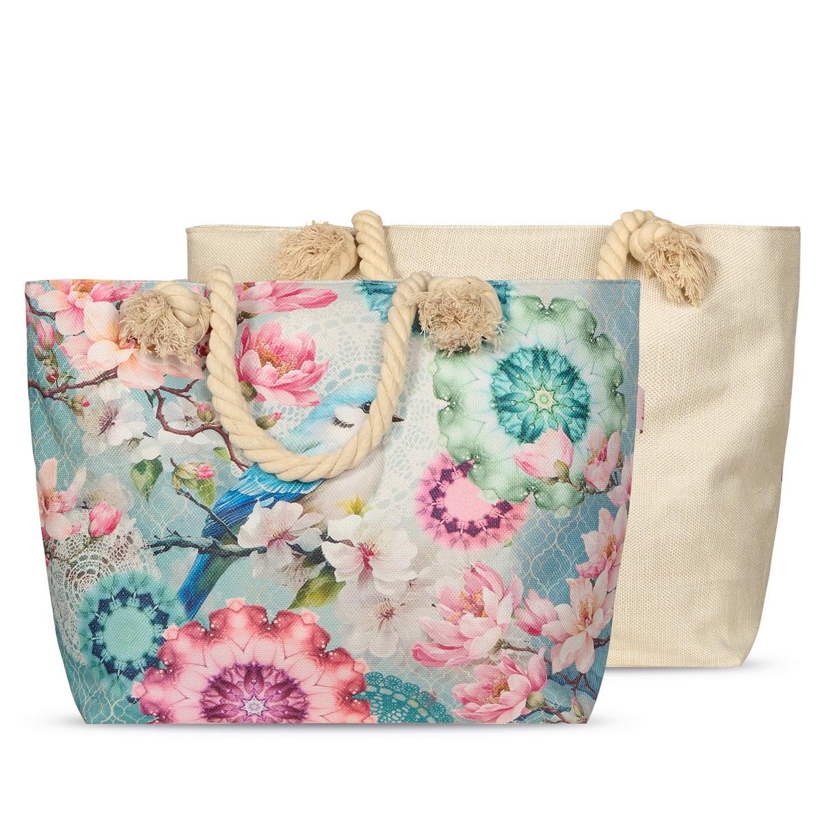 STRANDTASCHE ELDISA - Multicolor/Mintgrün, Basics, Textil (60/43cm)