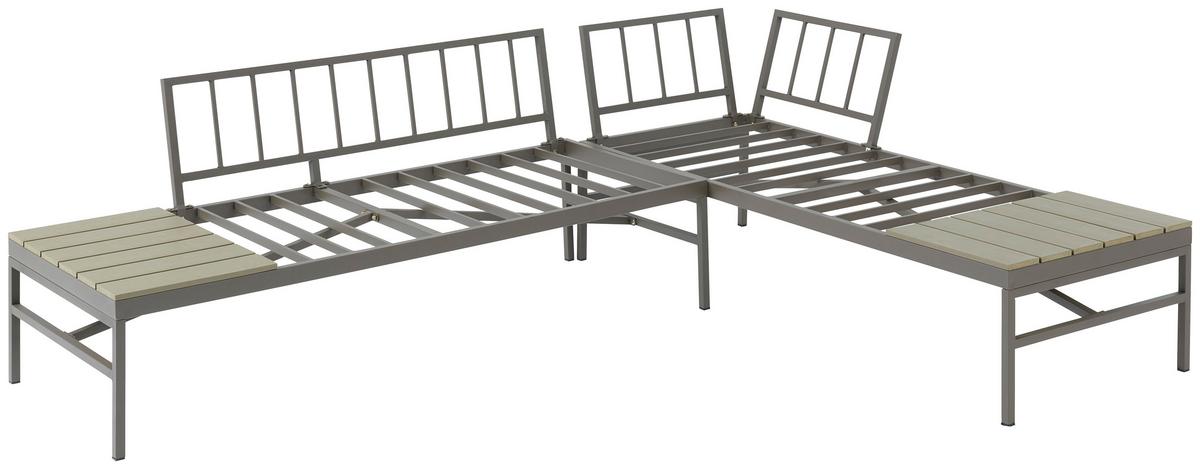 Lounge-garnitúra Oslo - barna/szürke, Modern, műanyag/textil (215/154,5cm)