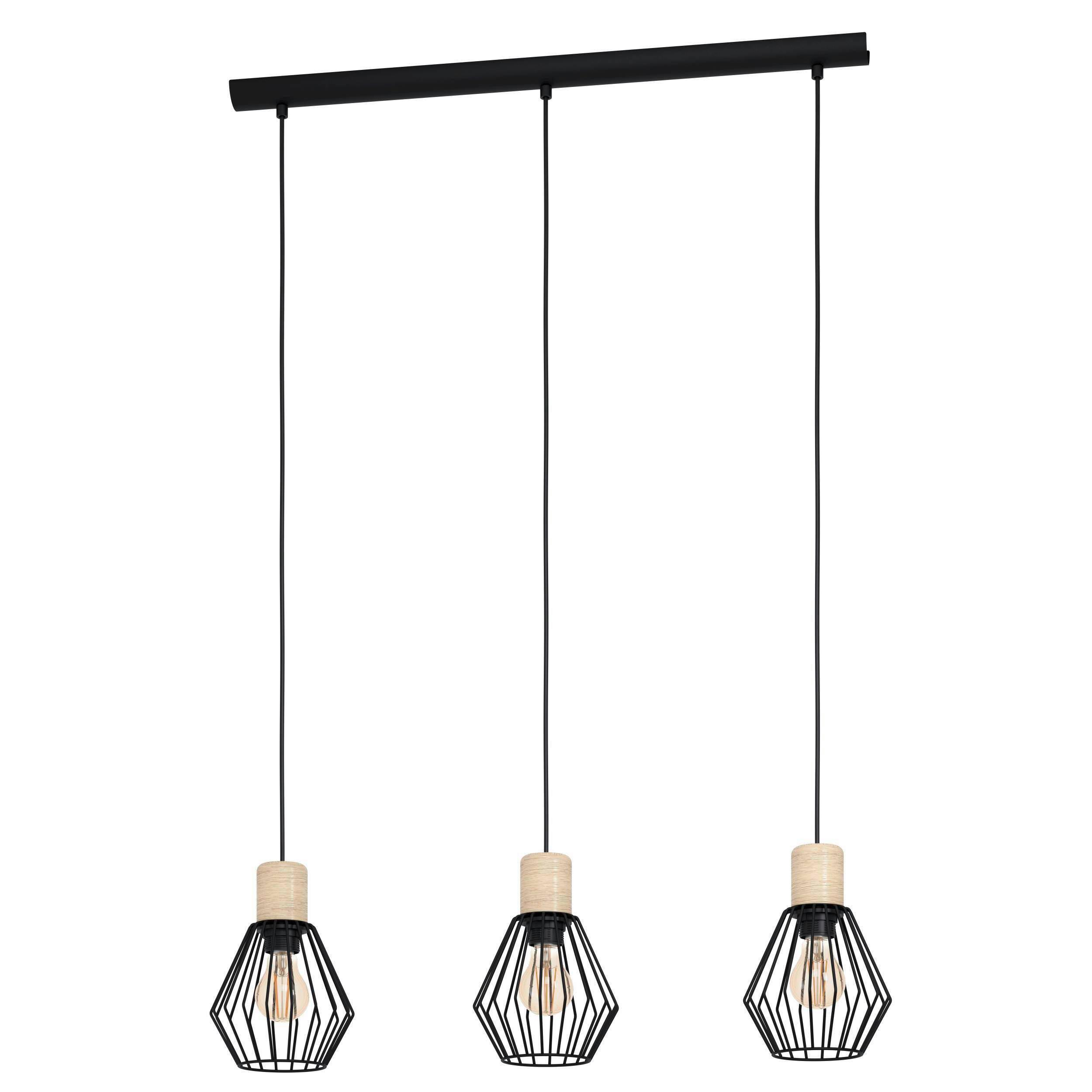 Hängeleuchte 43378* Palmorla - Schwarz/Braun, Design, Holz/Metall (76/16/110cm) - Eglo