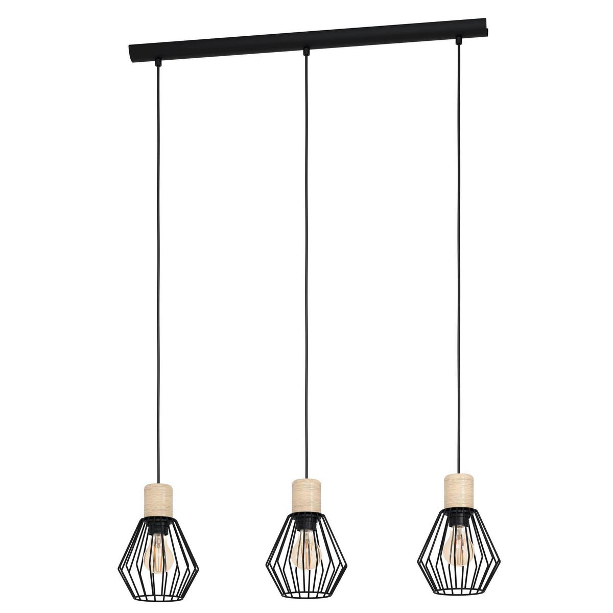 Hängeleuchte 43378* Palmorla - Schwarz/Braun, Design, Holz/Metall (76/16/110cm) - Eglo