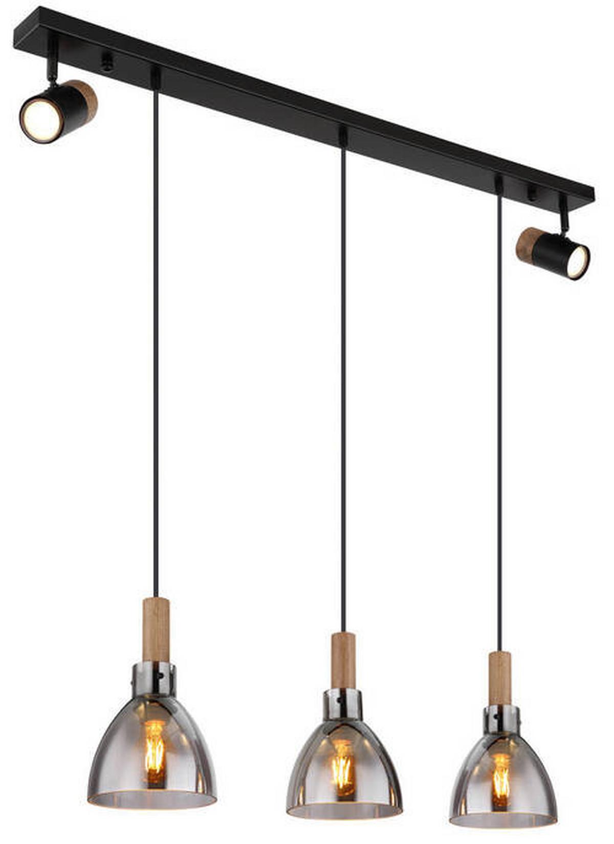 Hängeleuchte 15550-3h - Schwarz, Design, Glas/Holzwerkstoff (97/16/120cm) - Globo