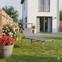 Sonnenliege Aluminium Schwarz LxBxH: 203x68x48 cm - Schwarz, Basics, Kunststoff/Textil (203/68/48cm)