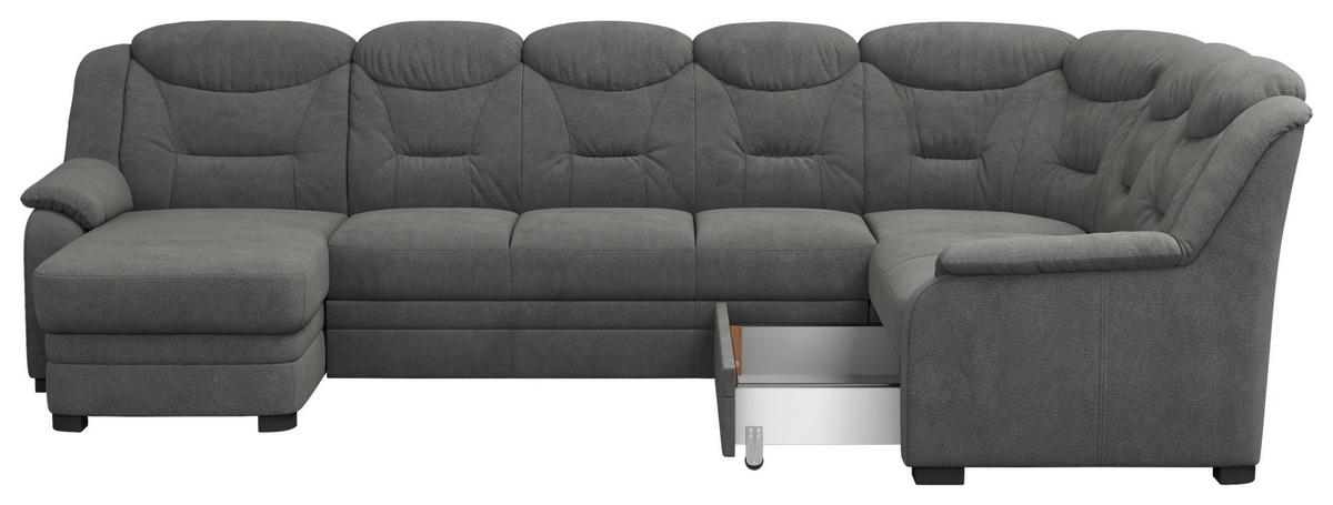 Wohnlandschaft Marcus Anthrazit inkl. Bettkasten - Anthrazit/Schwarz, Basics, Textil (162/330/211cm) - MID.YOU