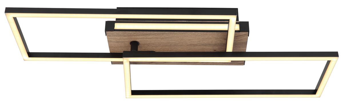 LED-Deckenleuchte 67299d - Dunkelbraun/Opal, Design, Holzwerkstoff/Kunststoff (60/49/10cm) - Globo