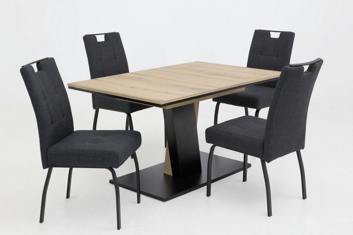 TISCHGRUPPE EBRO G - Eichefarben/Anthrazit, MODERN, Holzwerkstoff/Textil (140 - 180/76/90cm) - P & B