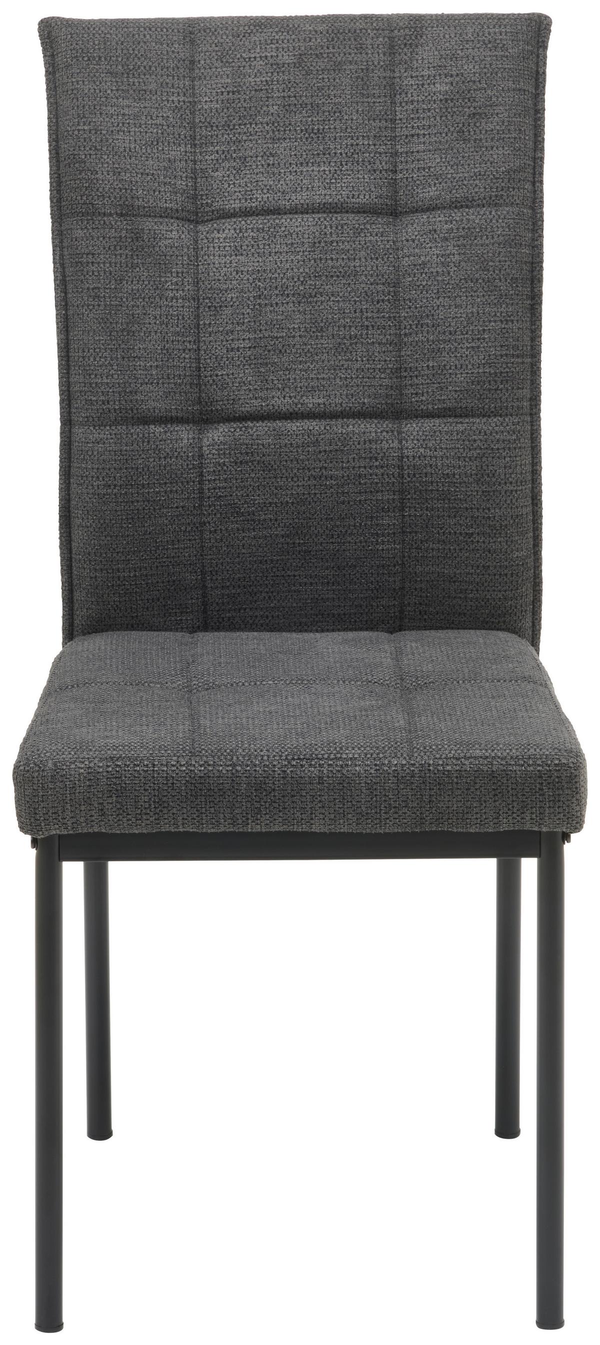 Vierfußstuhl Finn Webstoff Anthrazit, B: 44 cm - Anthrazit/Schwarz, KONVENTIONELL, Textil/Metall (44/96/61cm) - MID.YOU