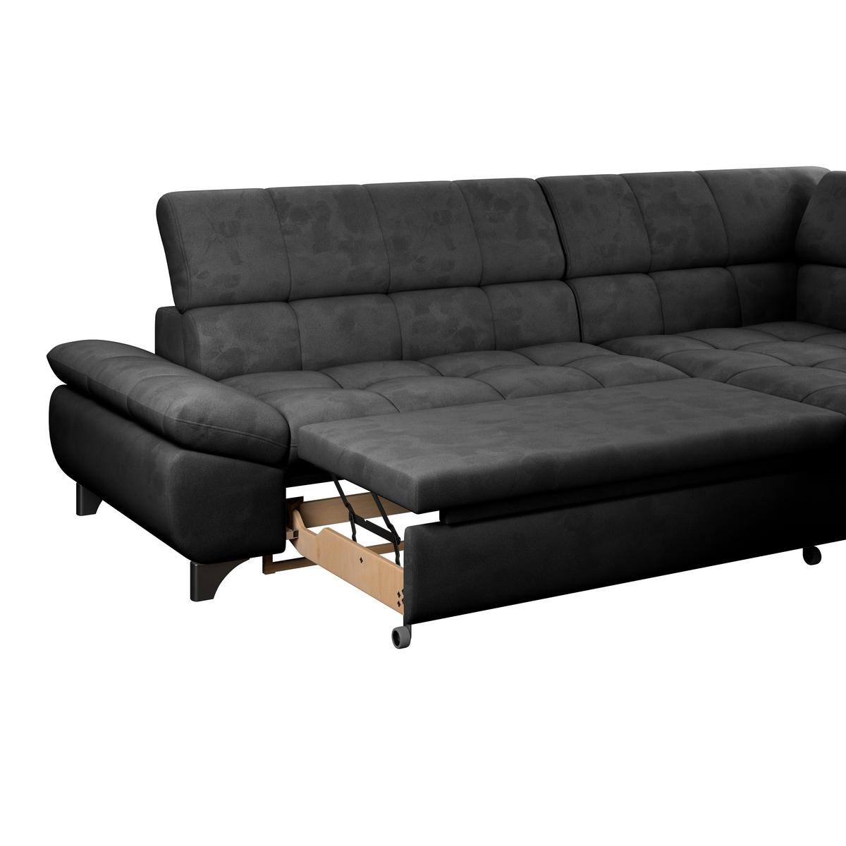 Ecksofa Gemini Schwarz, B: 312cm - Chromfarben/Anthrazit, KONVENTIONELL, Textil (312/234cm)