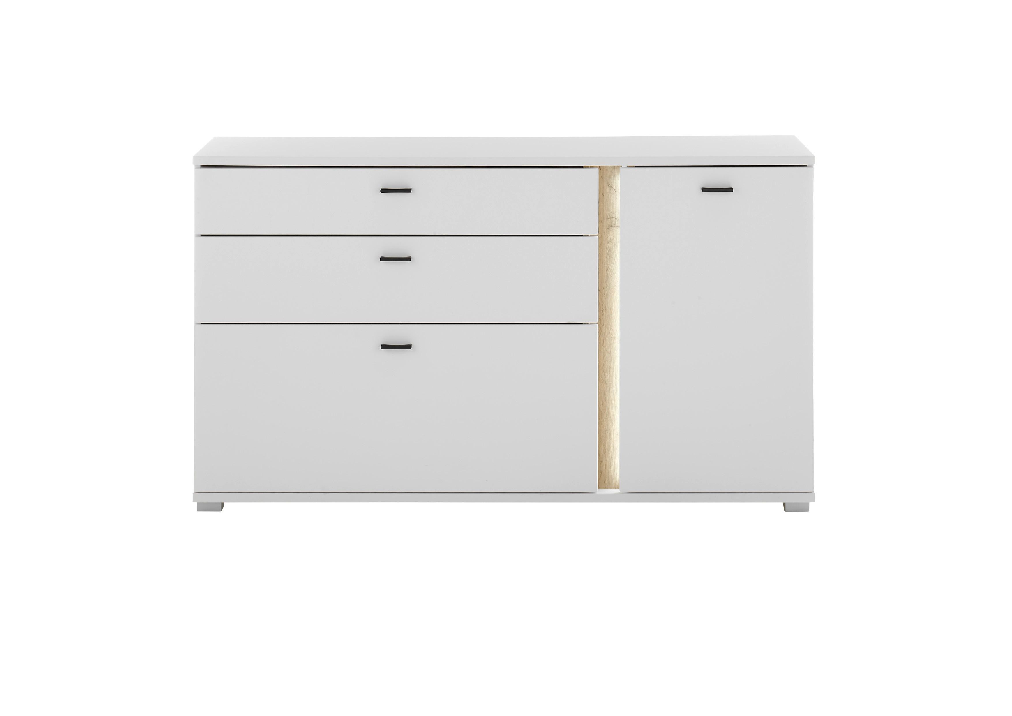 Sideboard Long Island Weiß/eiche Wotan B: 150 Cm - Silberfarben/Eiche Wotan, Design, Holzwerkstoff (150/86/42cm) - MID.YOU