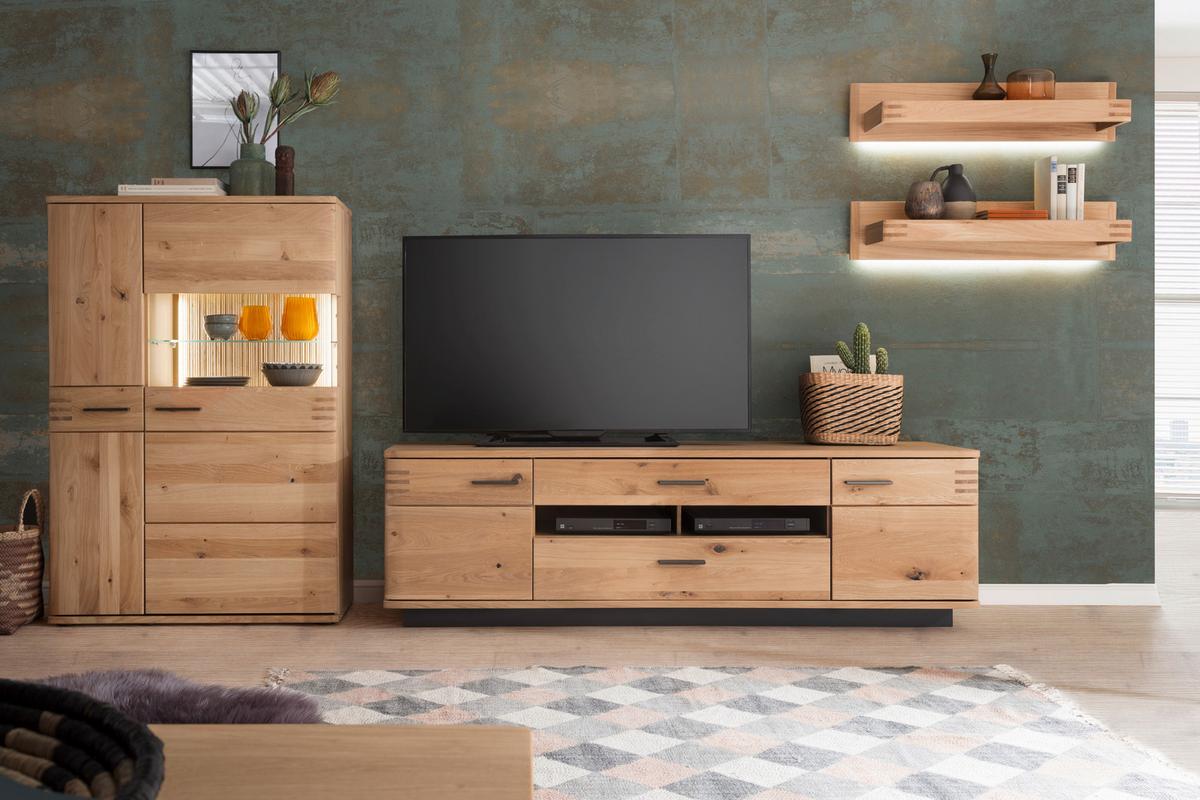 TV-Element Salvador B: 180 cm Eiche Dekor - Eichefarben/Schwarz, Design, Holz/Holzwerkstoff (180/56/50cm) - Livetastic