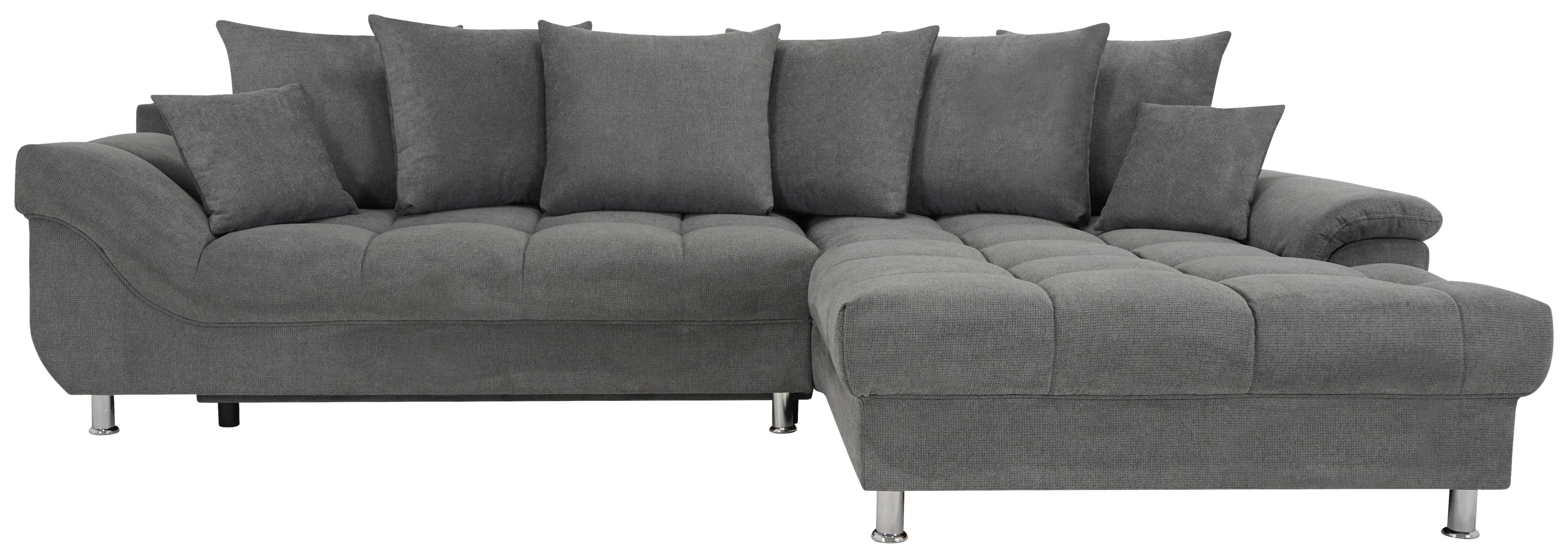 Rohová sedačka ERICE, pravá tmavě šedá - šedá/tmavě šedá, Design, textil/plast (312/198cm)