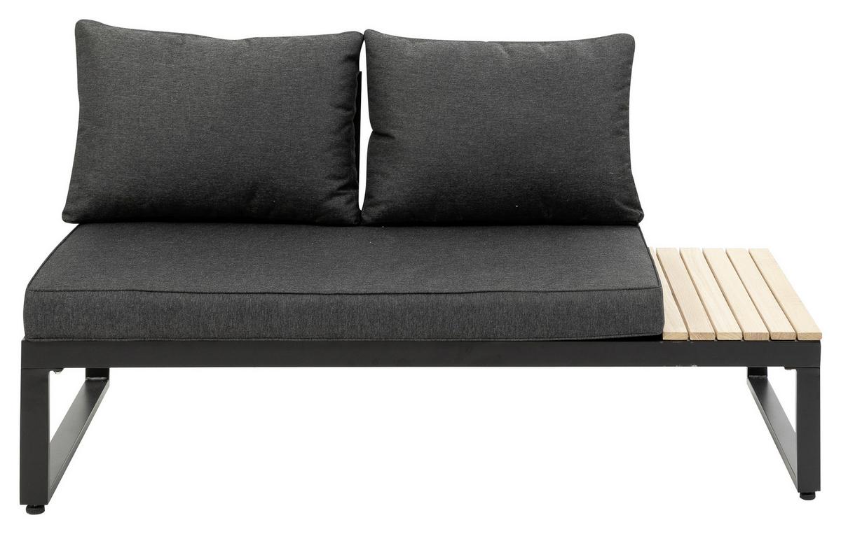 Loungegarnitur 3-Tlg Rio Echtholz/Metall mit Kissen - Anthrazit/Braun, MODERN, Holz/Textil (178/68/228,5cm) - Gardenson