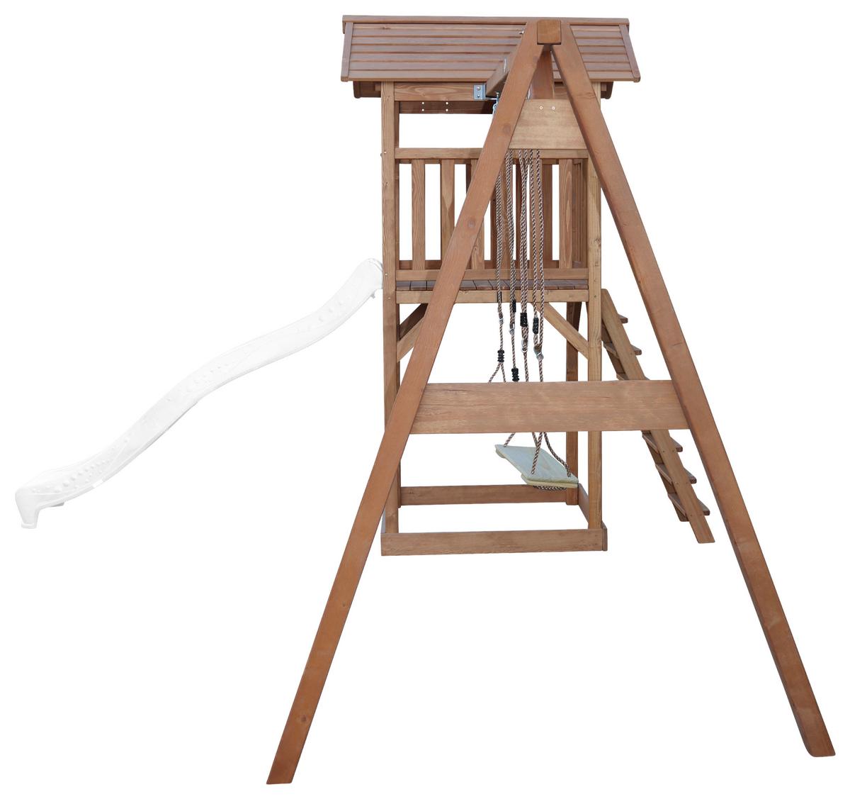 Spielturm A025.122.90 - Braun/Weiß, KONVENTIONELL, Holz/Kunststoff (356,6/241,9/349cm) - Ambia Garden