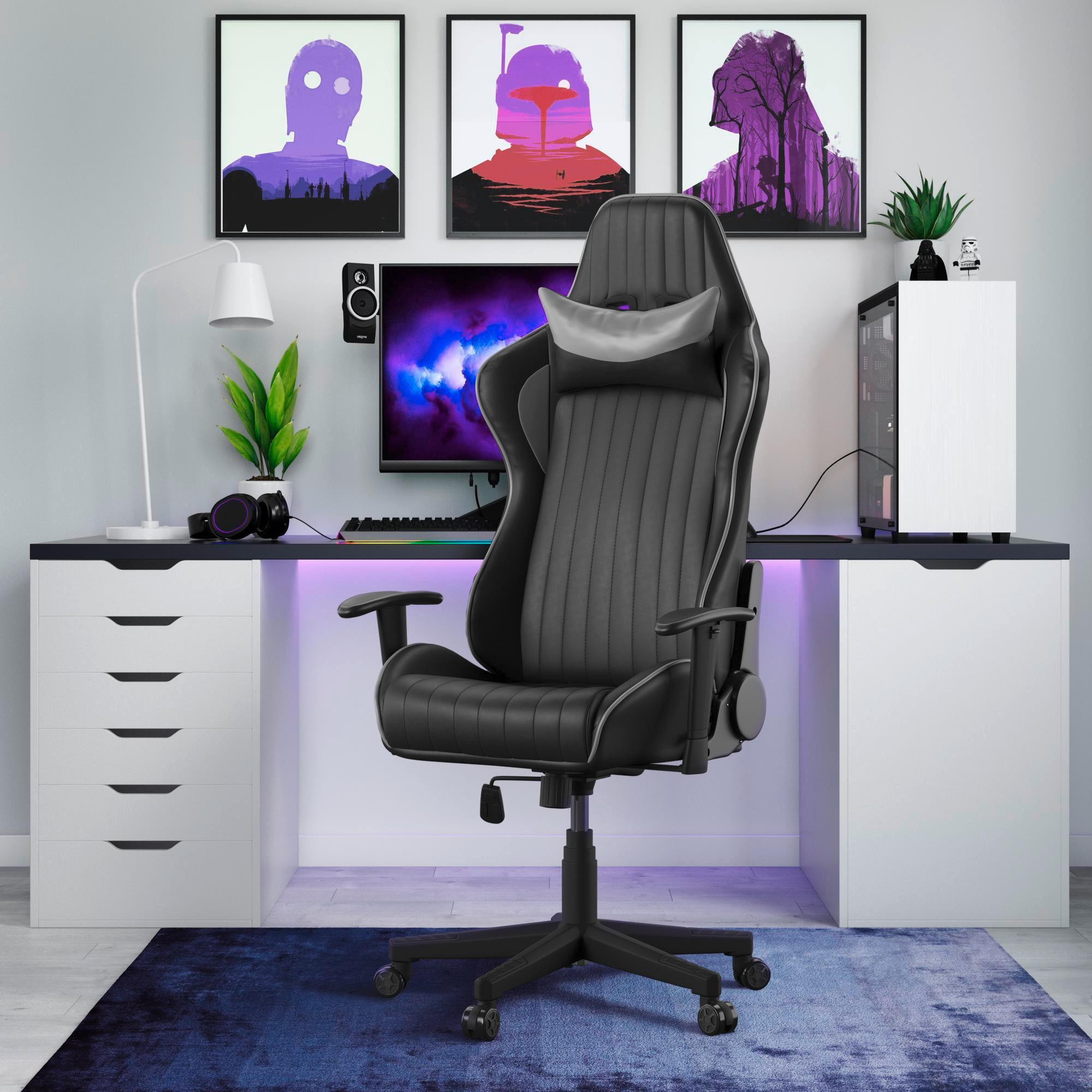Drehstuhl Senna Grau/Schwarz B: 70 cm - Schwarz/Grau, Design, Kunststoff/Metall (70/135/111cm) - MID.YOU