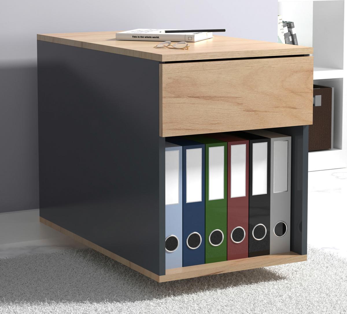 Rollcontainer Anthrazit/ Eiche Dekor Dalrosa 39x55x70cm - Honigeiche/Anthrazit, MODERN, Holzwerkstoff/Kunststoff (39/55/70cm) - MID.YOU