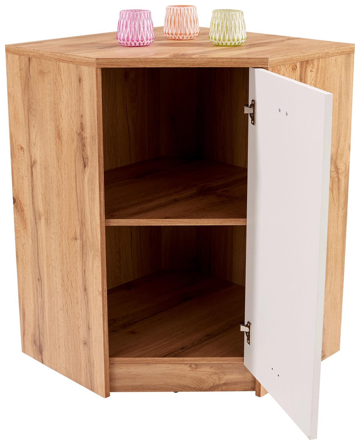 Sarokkomód 4-You - tölgyfa színű/fehér, Modern, faalapú anyag (60,9/85,4/60,9cm)