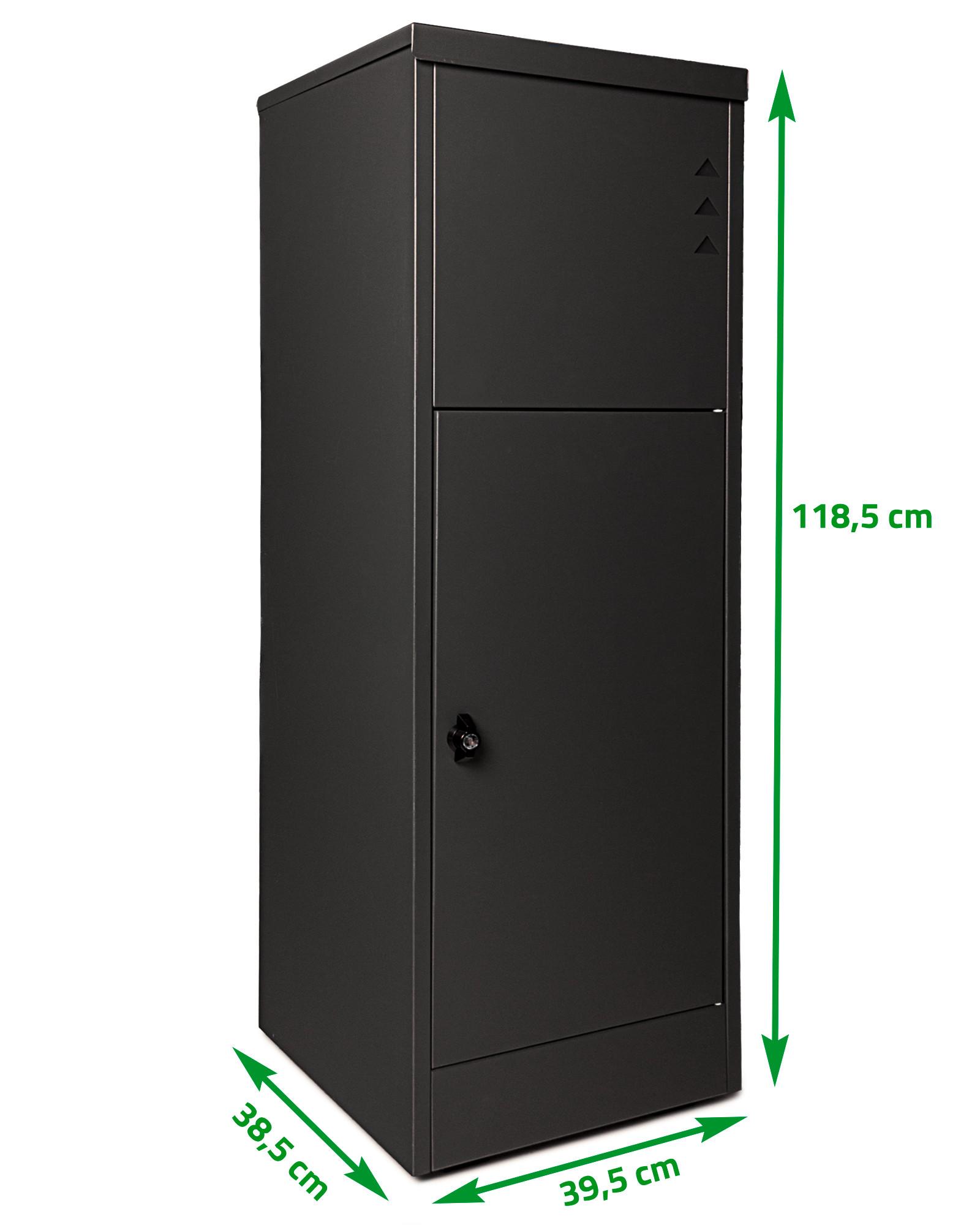 Paketbox Mit 2 Schlüssel Schwarz H: 118,5 cm - Schwarz, Basics, Metall (39,5/118,5/38,5cm)
