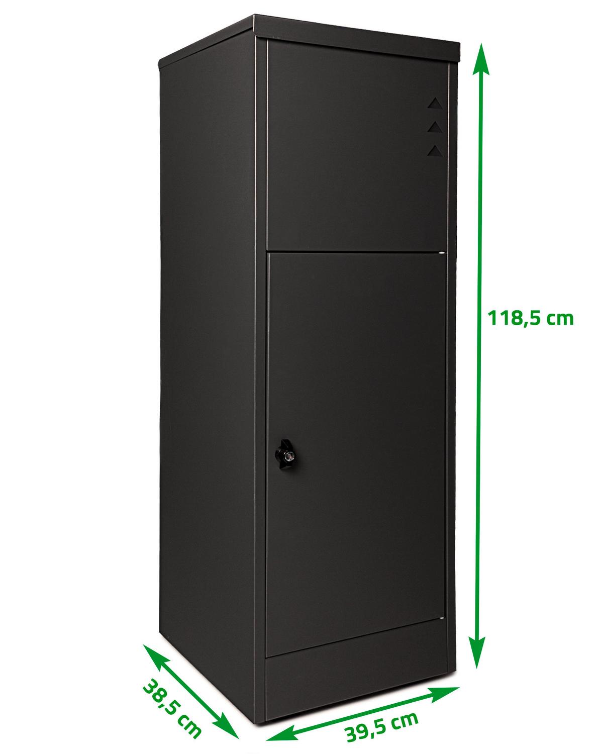 Paketbox Mit 2 Schlüssel Schwarz H: 118,5 Cm - Schwarz, Basics, Metall (39,5/118,5/38,5cm)