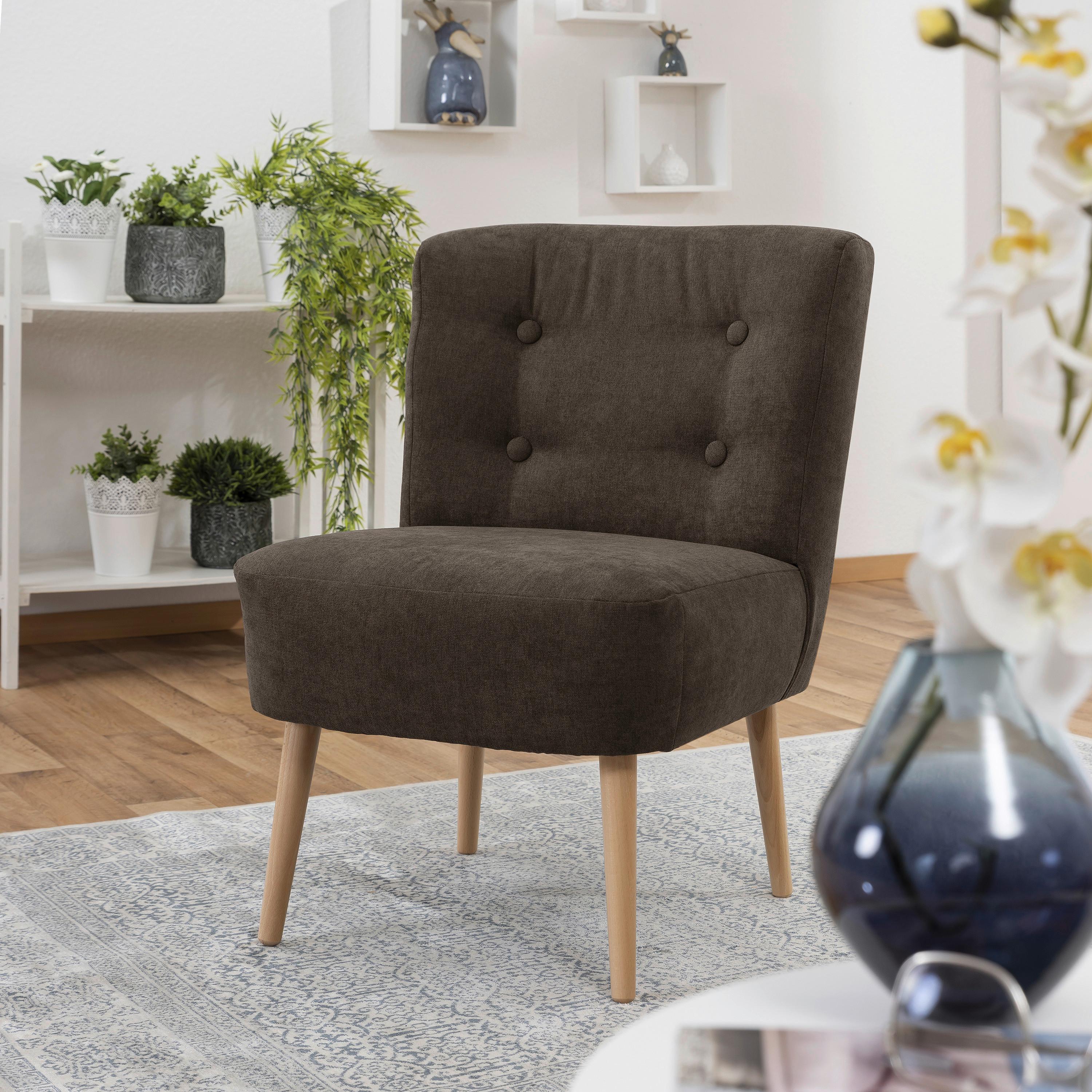 Sessel Fiona - Dunkelbraun/Buchefarben, Design, Textil (58/78/68cm) - Max Winzer