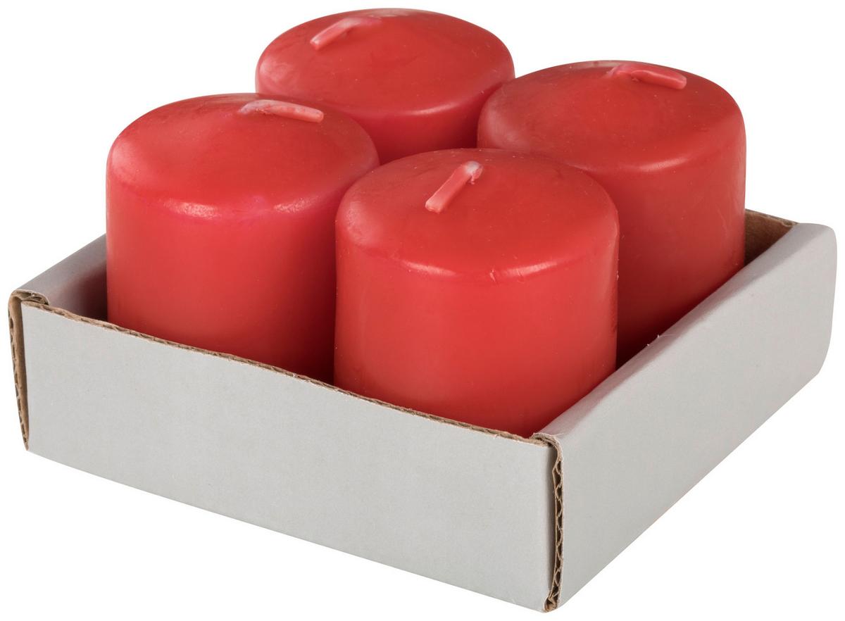 Válcová svíčka Katrinja, V: 5cm - bílá/růžová, parafín (3,8/5cm) - Modern Living