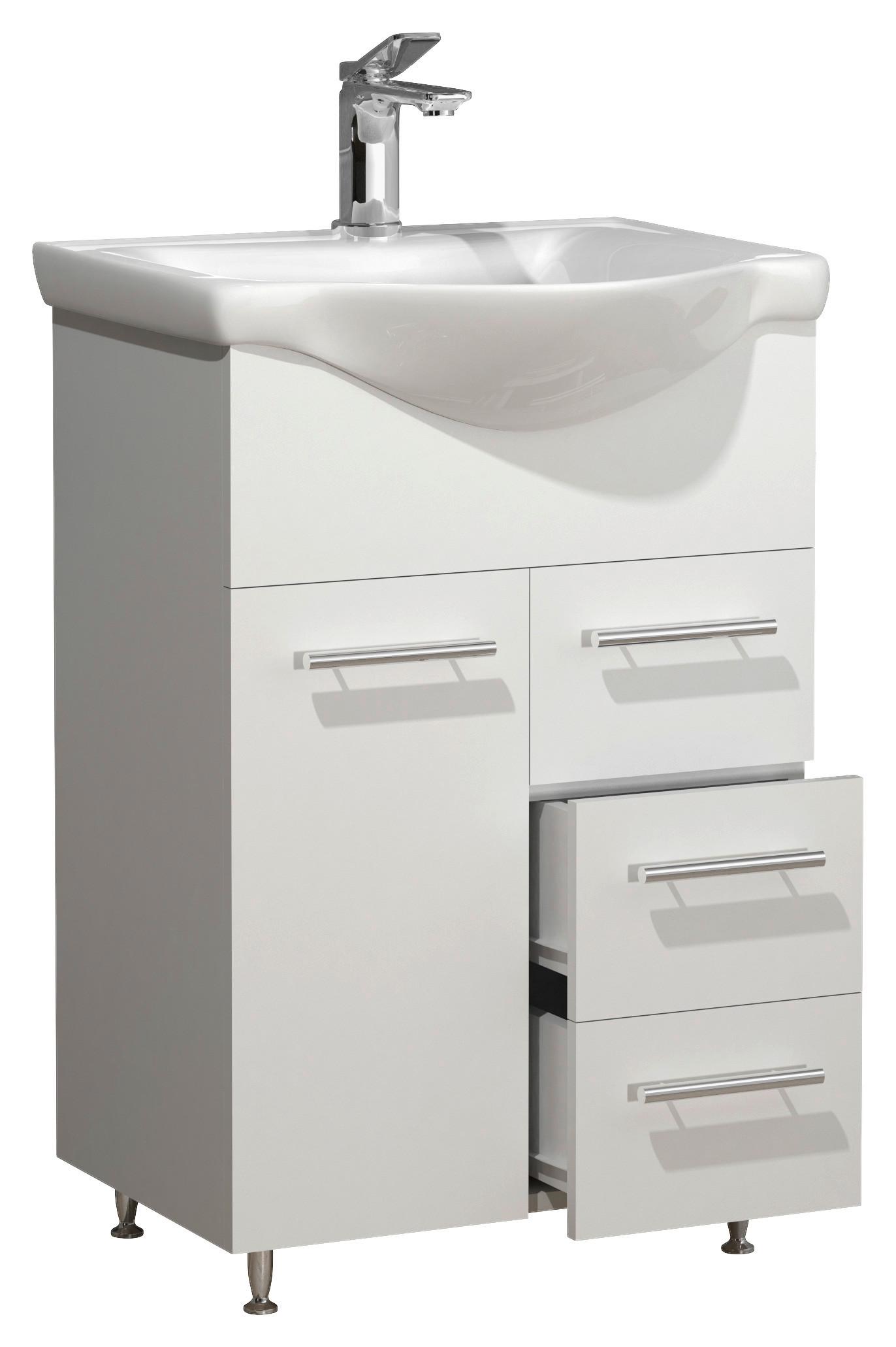 Waschtischkombi Lisalo L - Silberfarben/Weiß, MODERN, Keramik/Holzwerkstoff (55cm) - MID.YOU