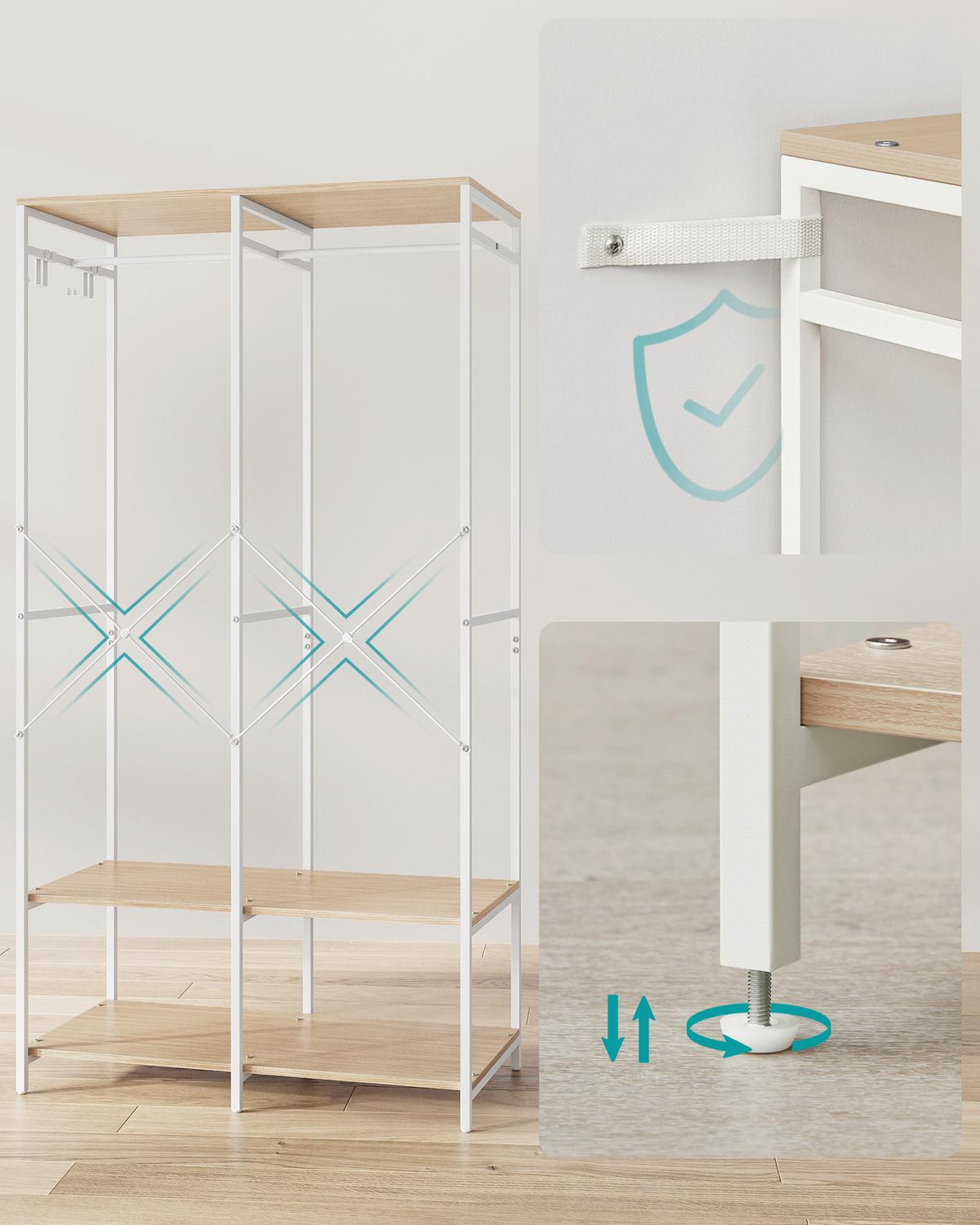 Kleiderschrank Weiß, Eiche Bianco D. B:94,5cm - Eiche Bianco/Weiß, Basics, Holzwerkstoff/Metall (94,5/180/40cm)