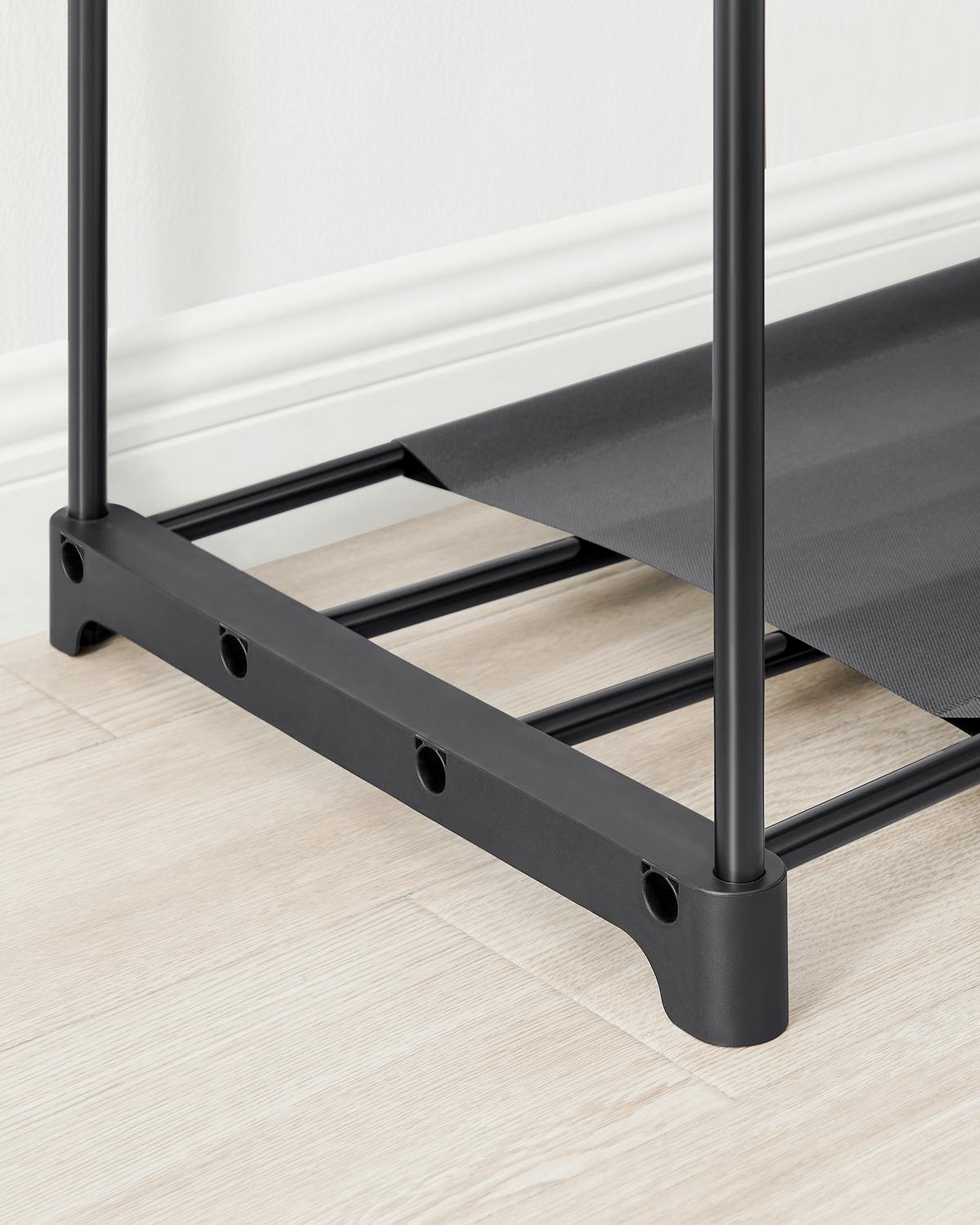 Garderobenständer Schwarz B: 151cm - Schwarz, Basics, Kunststoff/Textil (151/166/43cm)