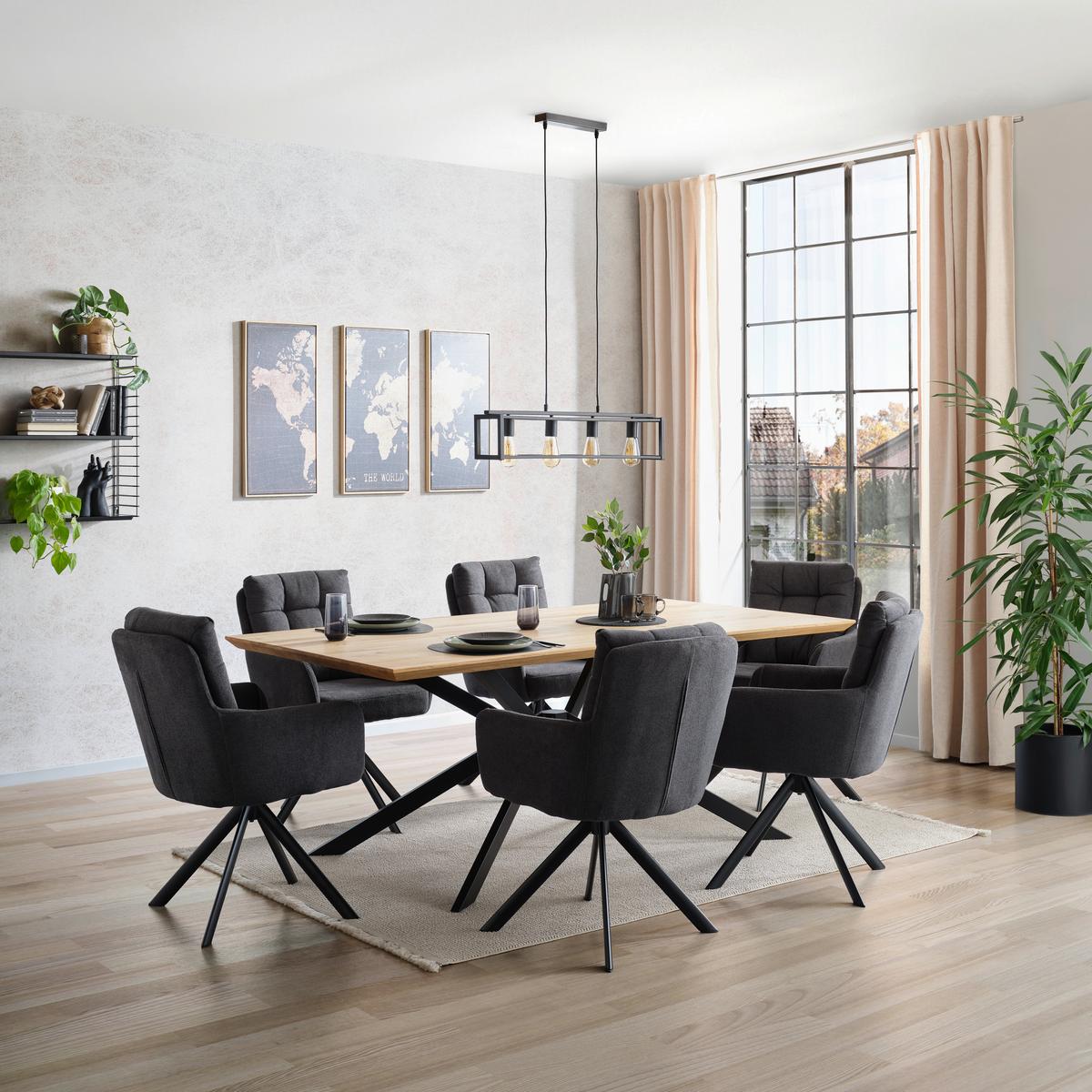 Esstisch Woodstyle Giga-S T 1002720/tss - Wildeiche/Schwarz, MODERN, Holz/Metall (200/77/100cm)