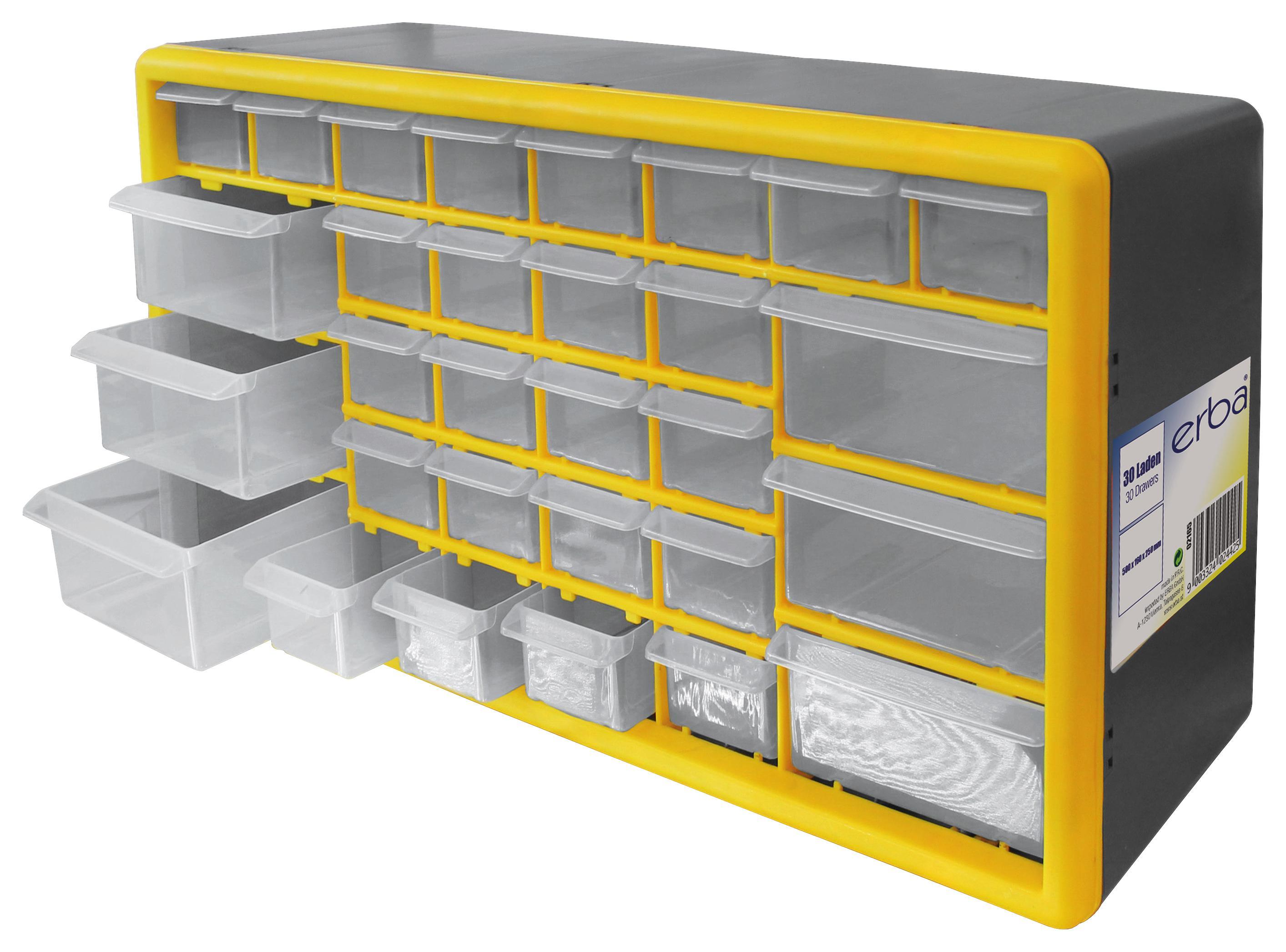 Werkstattschrank mit 30 Laden - Gelb/Schwarz, MODERN, Kunststoff (50/25/16cm)