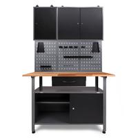 Werkbank-set Klaus Echtholz/stahl B: 120 Cm - Anthrazit/Grau, Basics, Holz/Metall (120/205/60cm)