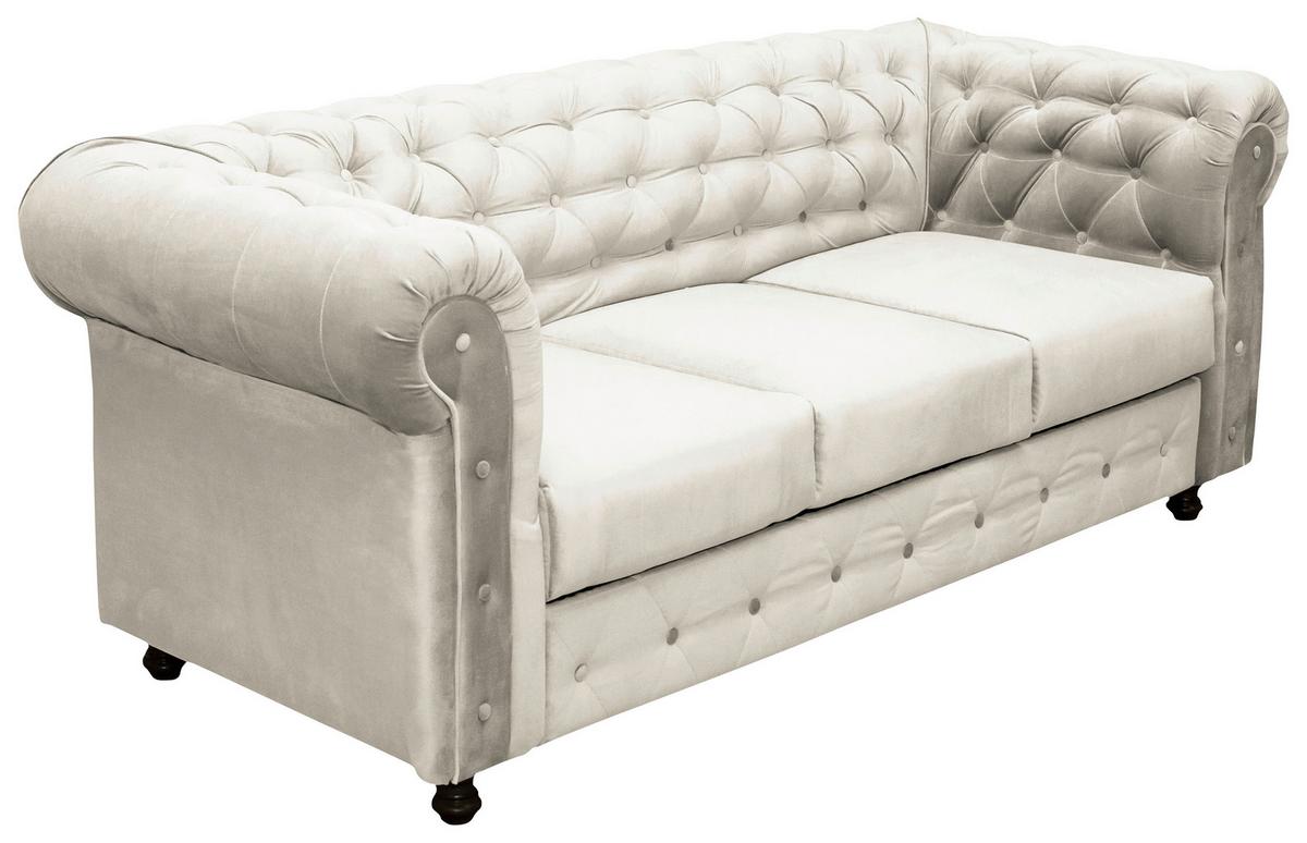 Chesterfield-sofa Cardiff 205 - Wengefarben/Creme, Basics, Textil (205/80/90cm) - P & B