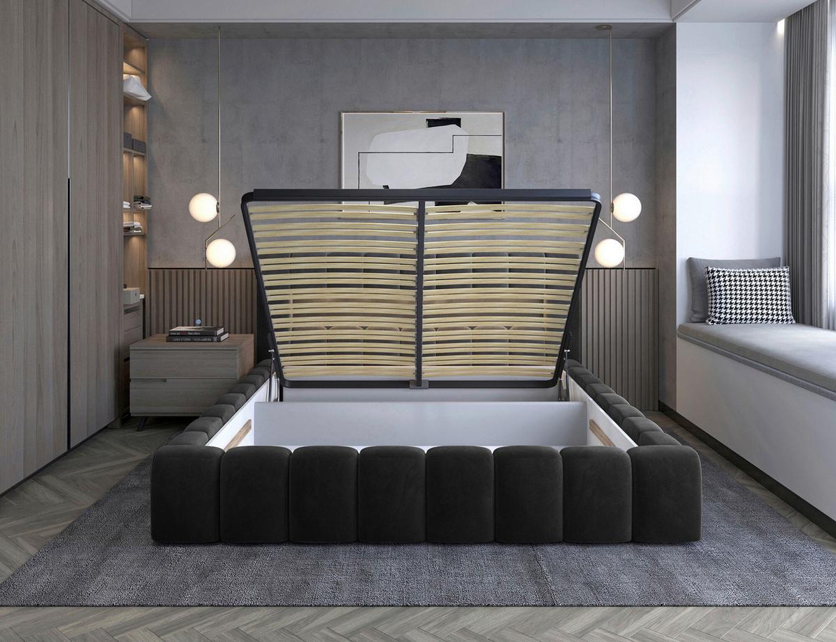 Polsterbett Lamica Schwarz Lf: 160x200 Cm - Beige/Schwarz, MODERN, Holz (160/200cm) - MID.YOU