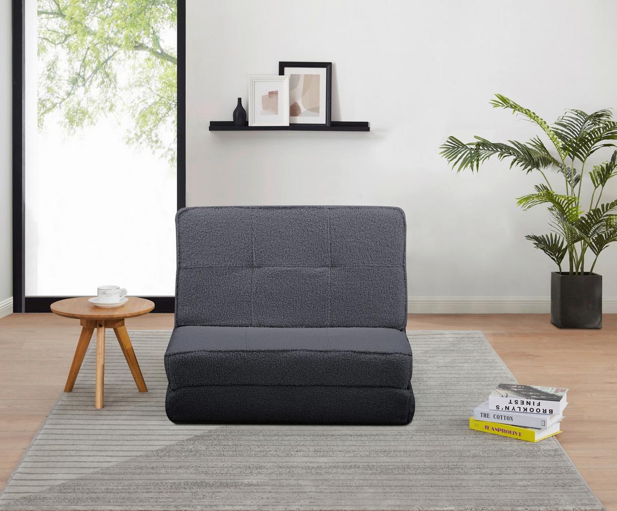 Schlafsofa Luc Grau 74x61,5x80 cm - Grau, MODERN, Textil (74/61,5/80cm) - MID.YOU