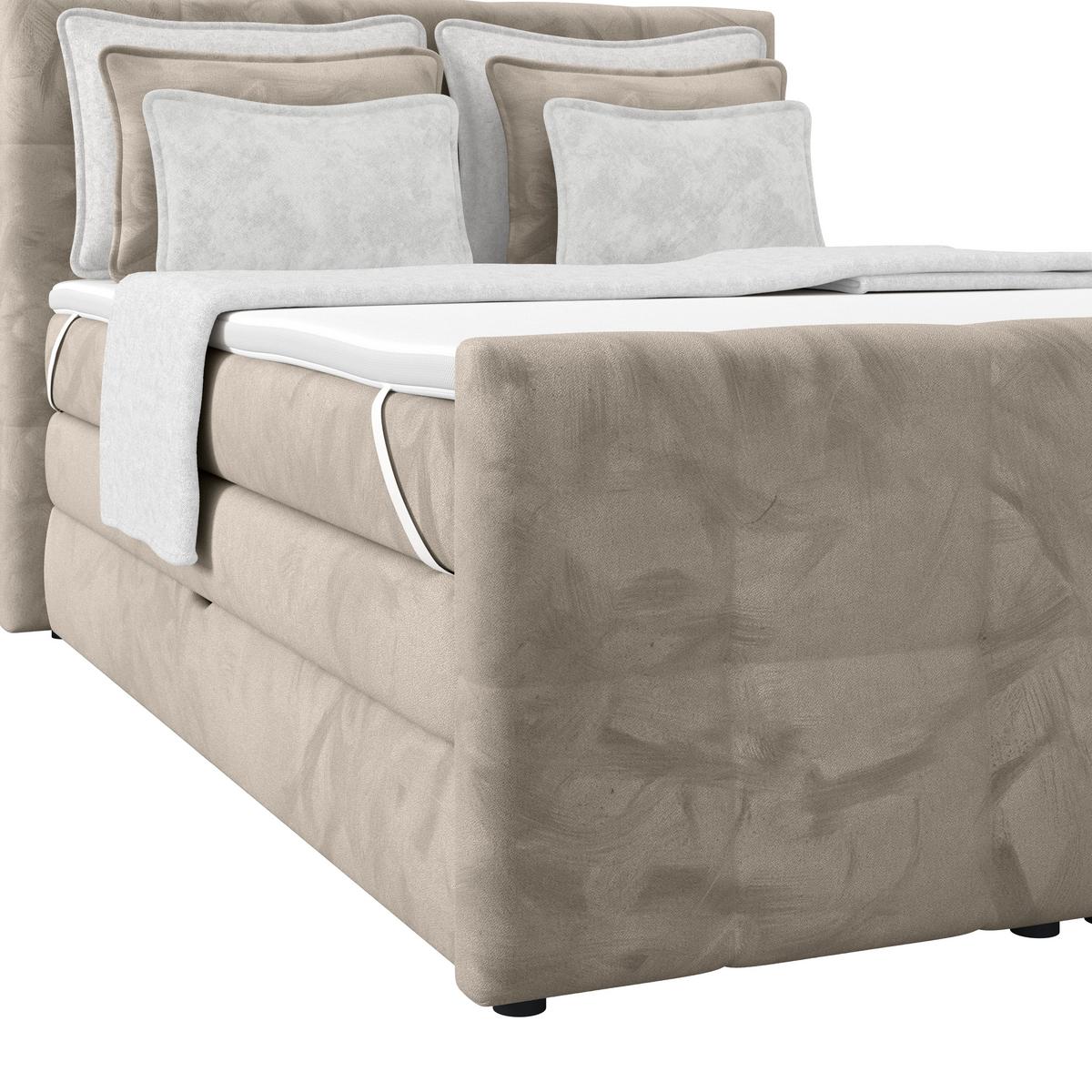 Boxspringbett mit Topper und Bettkasten 140x200 cm Medino - Taupe, KONVENTIONELL, Holz/Holzwerkstoff (140/200cm) - Luca Bessoni